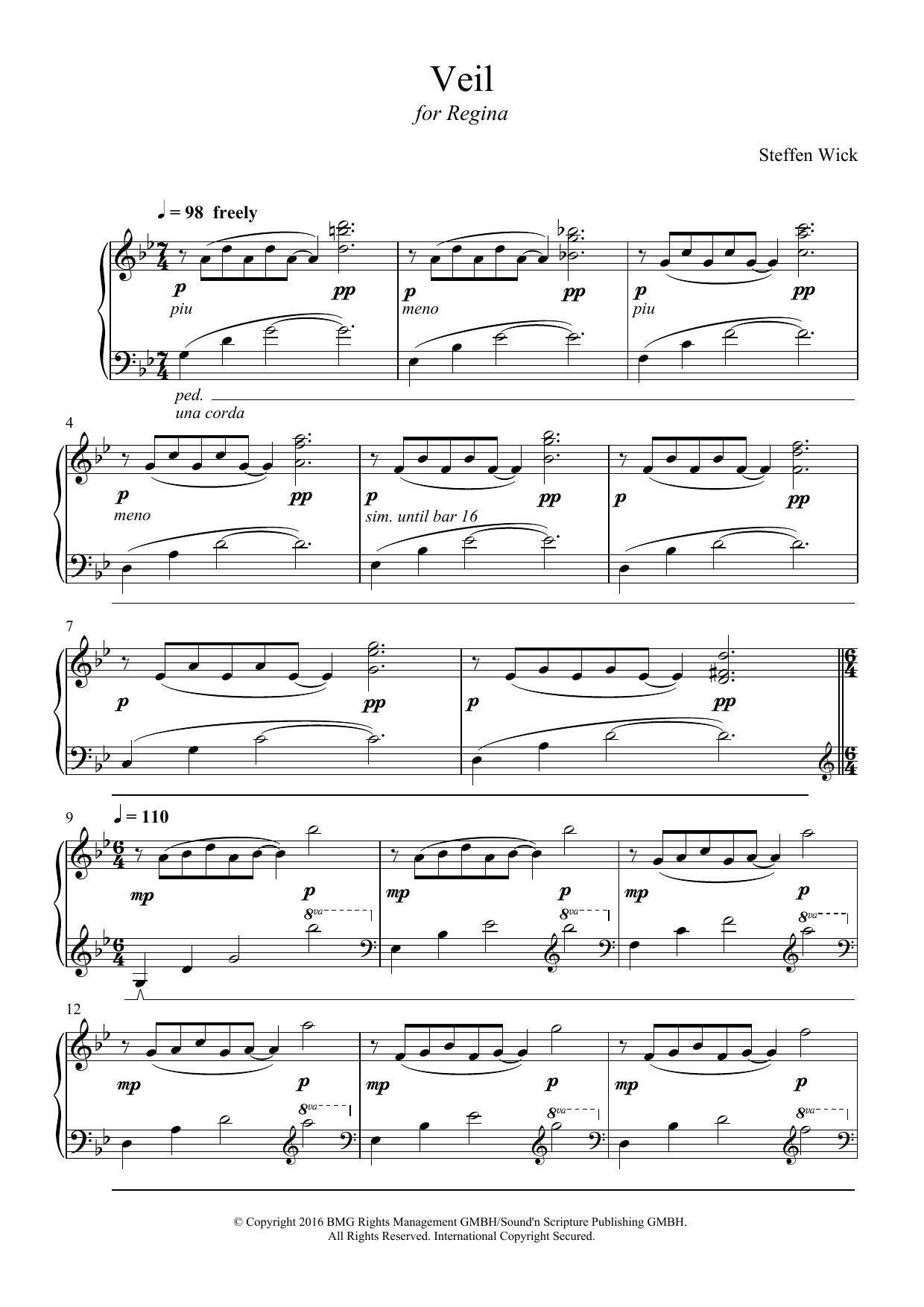 Download Steffen Wick Veil Sheet Music and learn how to play Piano PDF digital score in minutes