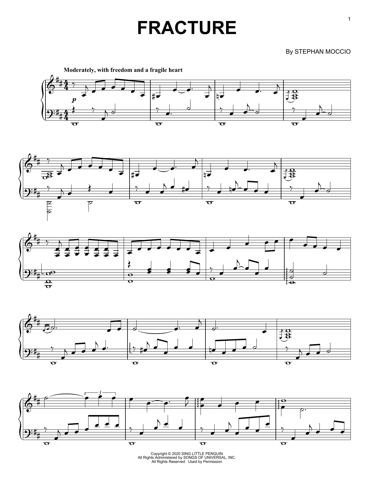 Download Stephan Moccio Fracture Sheet Music and learn how to play Piano Solo PDF digital score in minutes