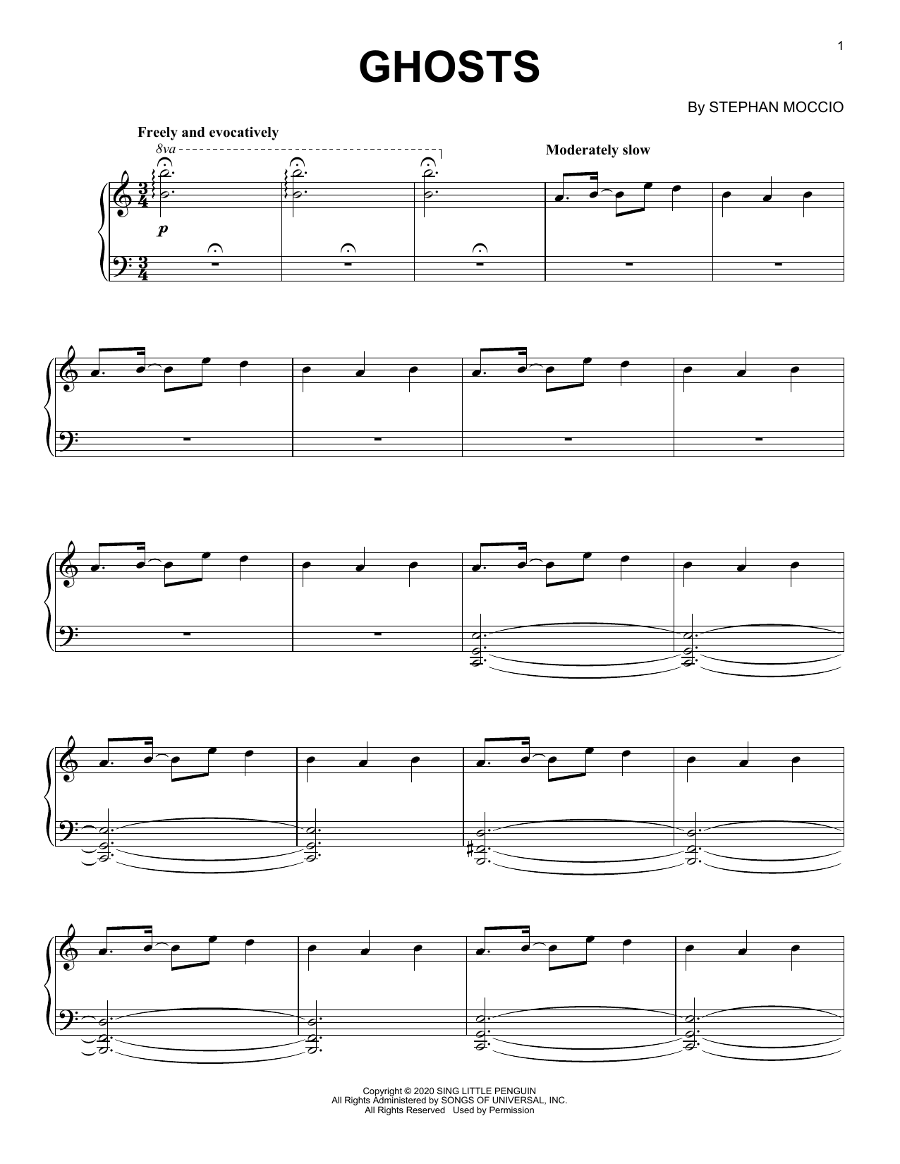 Download Stephan Moccio Ghosts Sheet Music and learn how to play Piano Solo PDF digital score in minutes