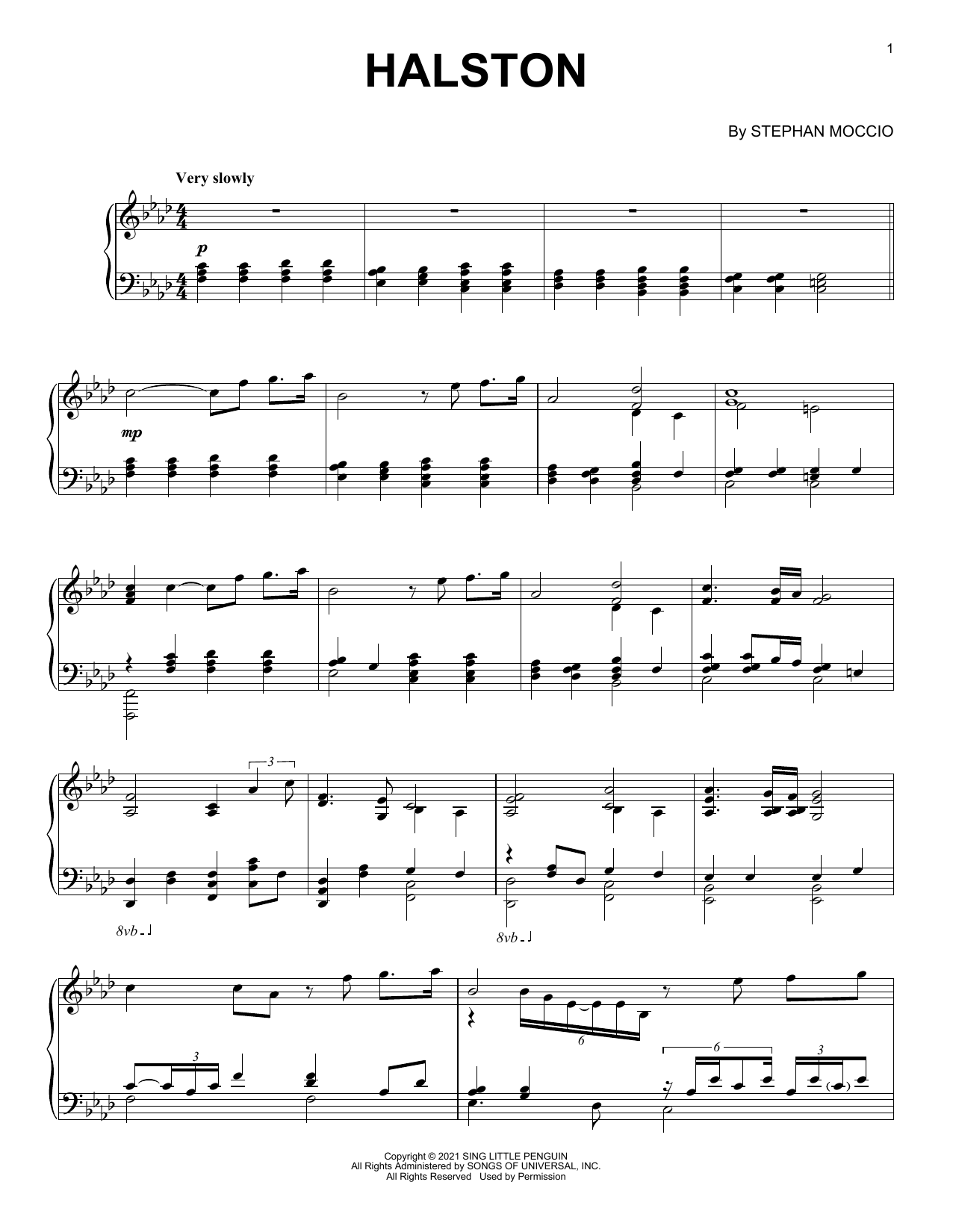 Download Stephan Moccio Halston Sheet Music and learn how to play Piano Solo PDF digital score in minutes