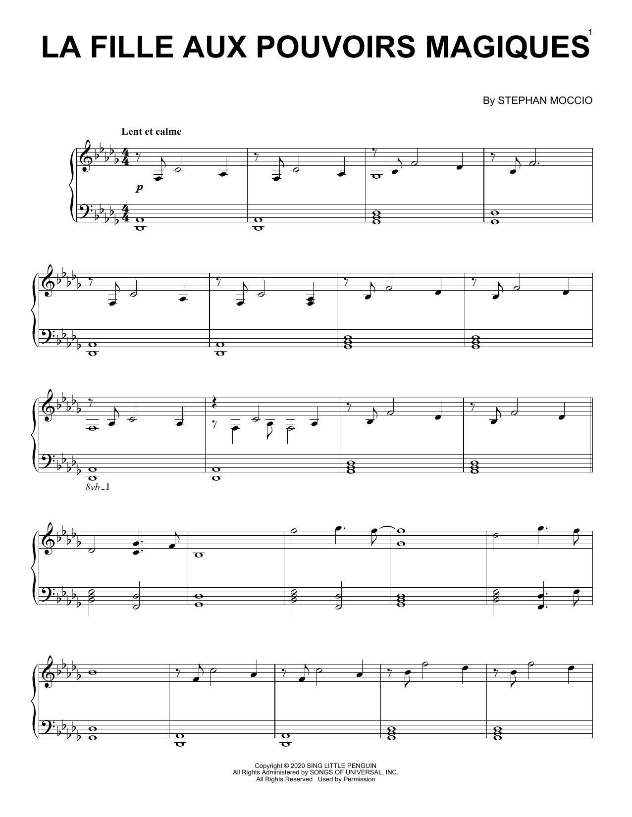 Download Stephan Moccio La Fille Aux Pouvoirs Magiques Sheet Music and learn how to play Piano Solo PDF digital score in minutes