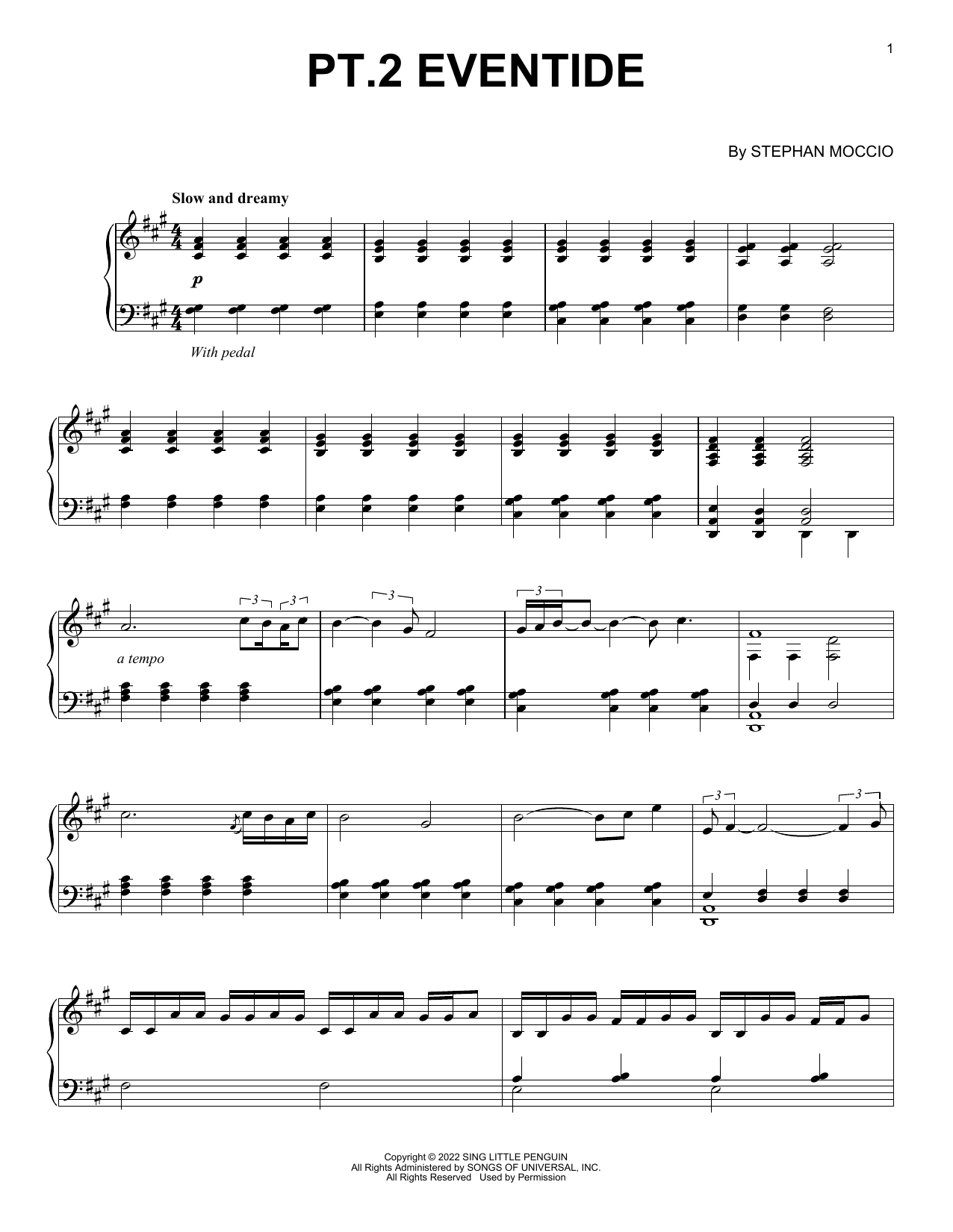 Download Stephan Moccio pt. 2 Eventide Sheet Music and learn how to play Piano Solo PDF digital score in minutes