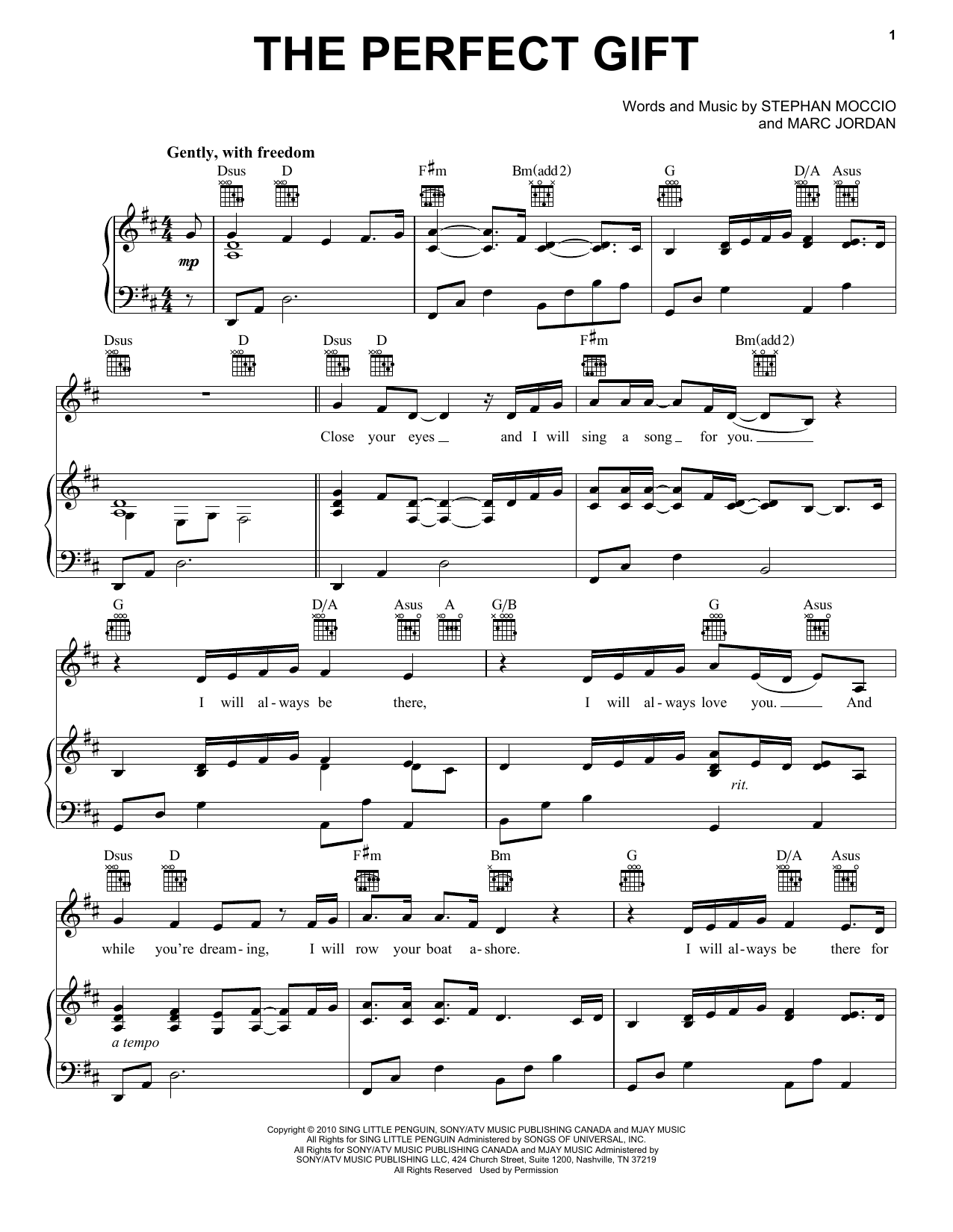 Download Stephan Moccio The Perfect Gift Sheet Music and learn how to play Piano, Vocal & Guitar (Right-Hand Melody) PDF digital score in minutes