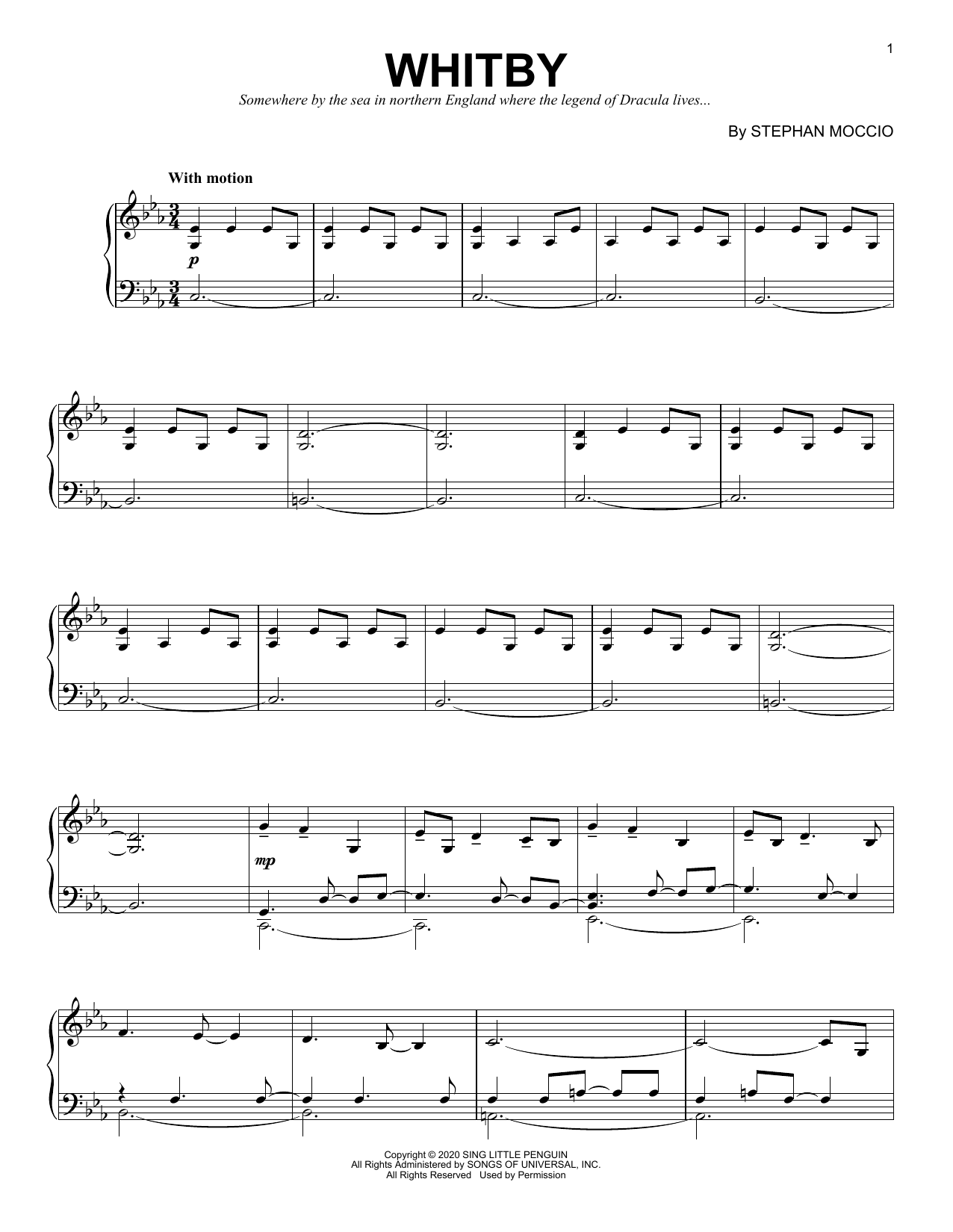 Download Stephan Moccio Whitby Sheet Music and learn how to play Piano Solo PDF digital score in minutes