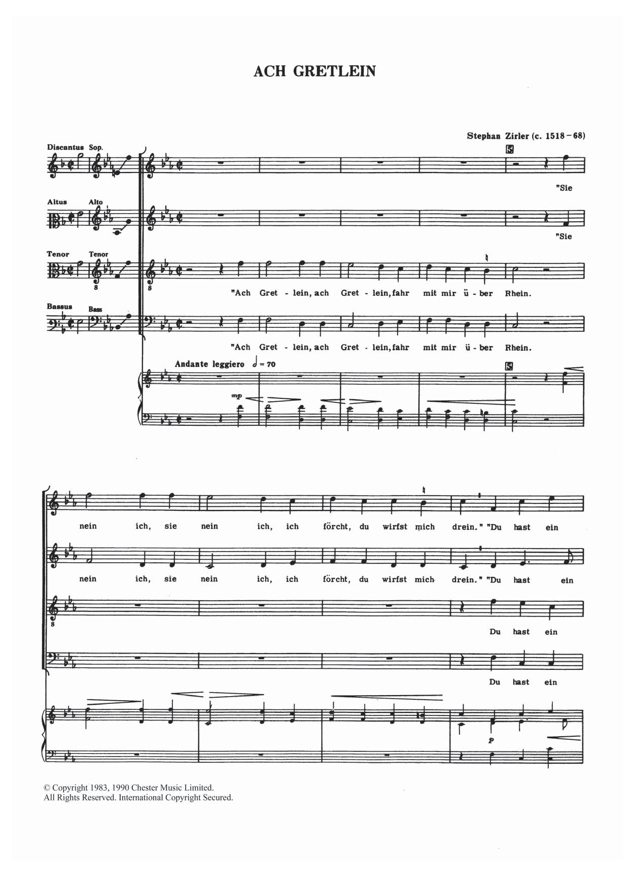 Download Stephan Zirler Ach Gretlein Sheet Music and learn how to play Choir PDF digital score in minutes