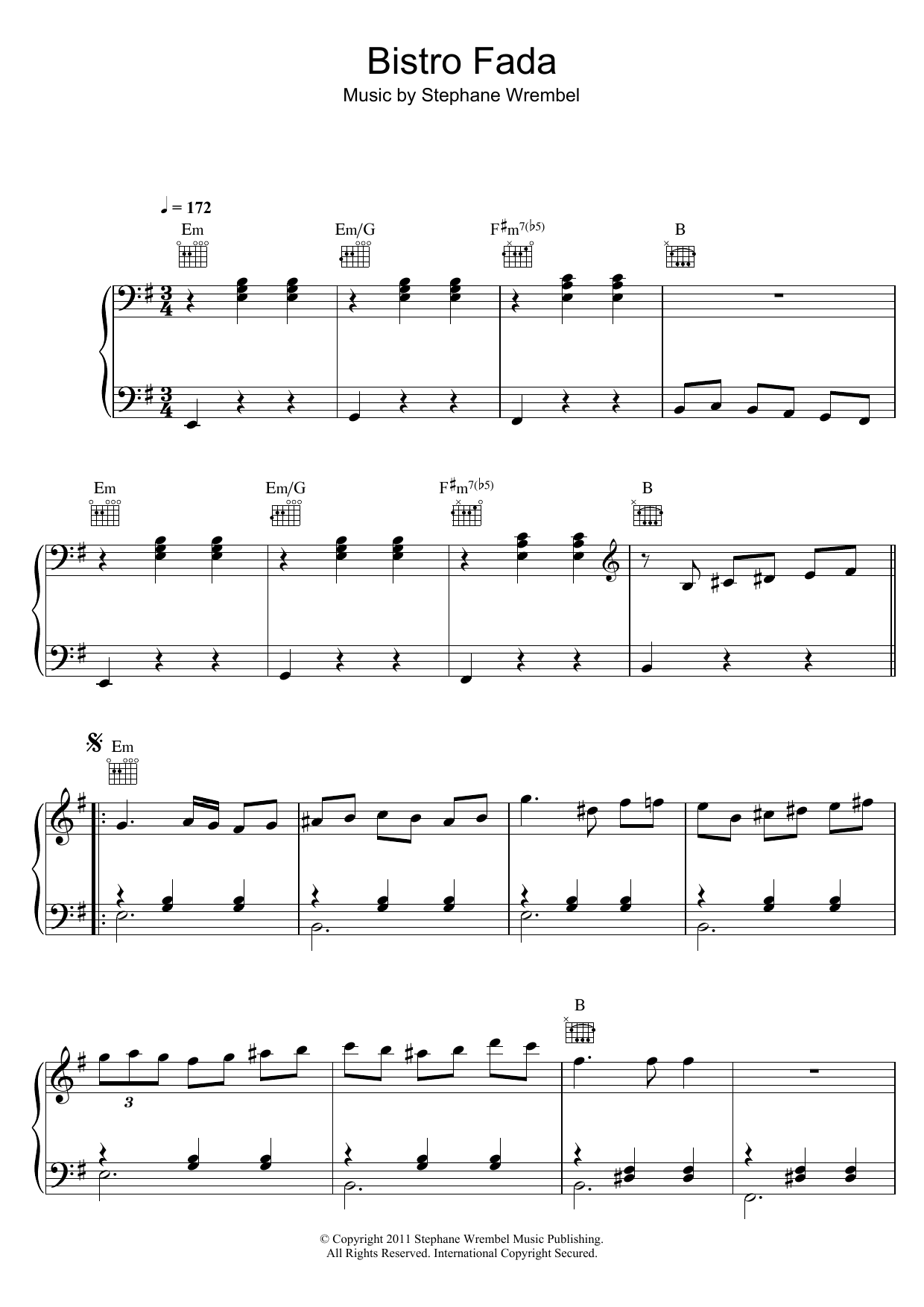 Download Stephane Wrembel Bistro Fada (from 'Midnight In Paris') Sheet Music and learn how to play Piano PDF digital score in minutes