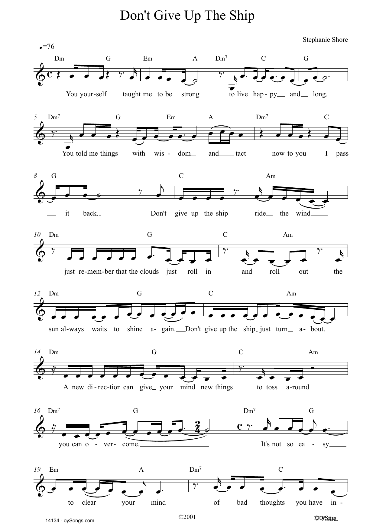 Download Stephanie Shore Don't Give Up The Ship Sheet Music and learn how to play Lead Sheet / Fake Book PDF digital score in minutes