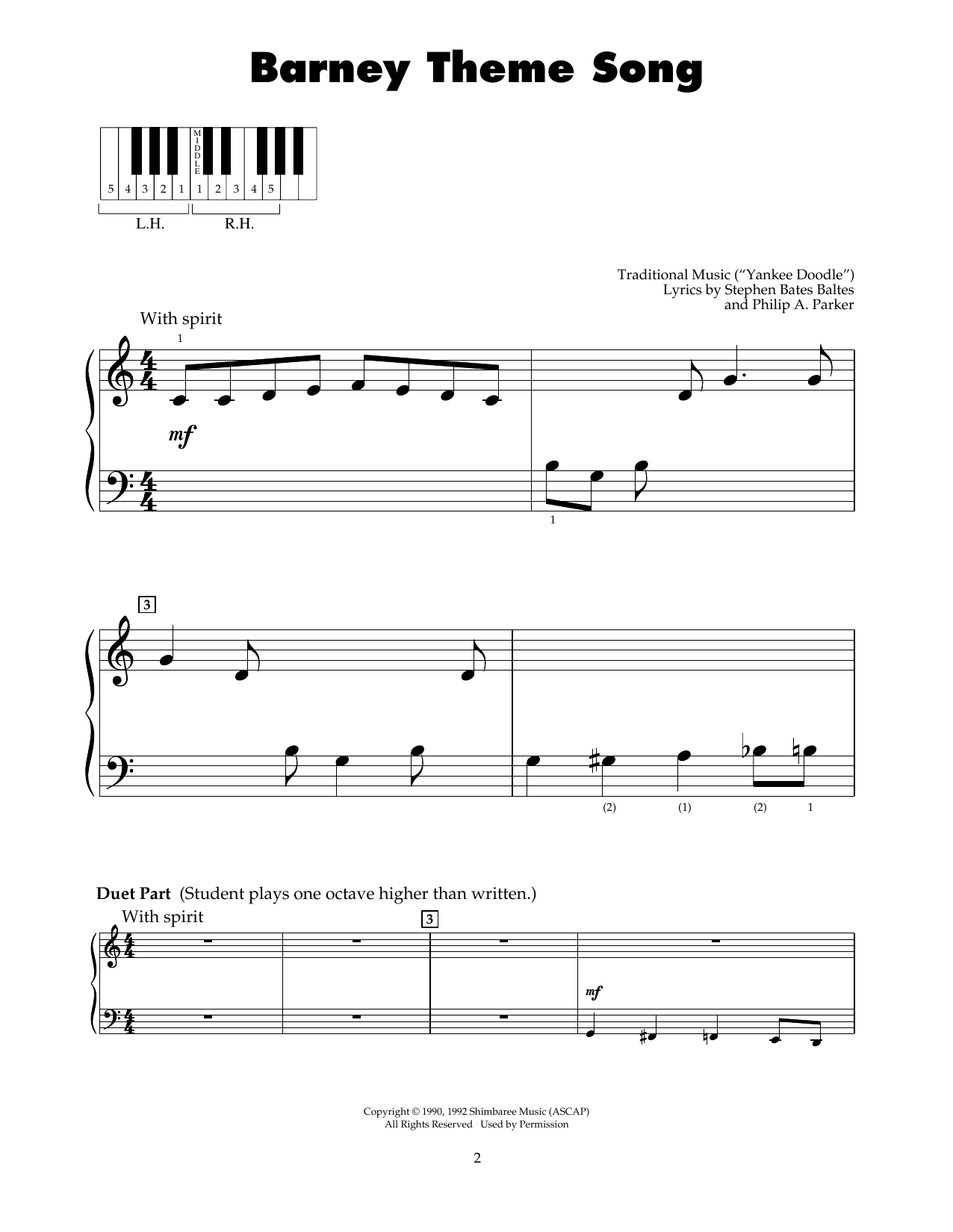 Download Stephen Bates Baltes Barney Theme Song Sheet Music and learn how to play 5-Finger Piano PDF digital score in minutes