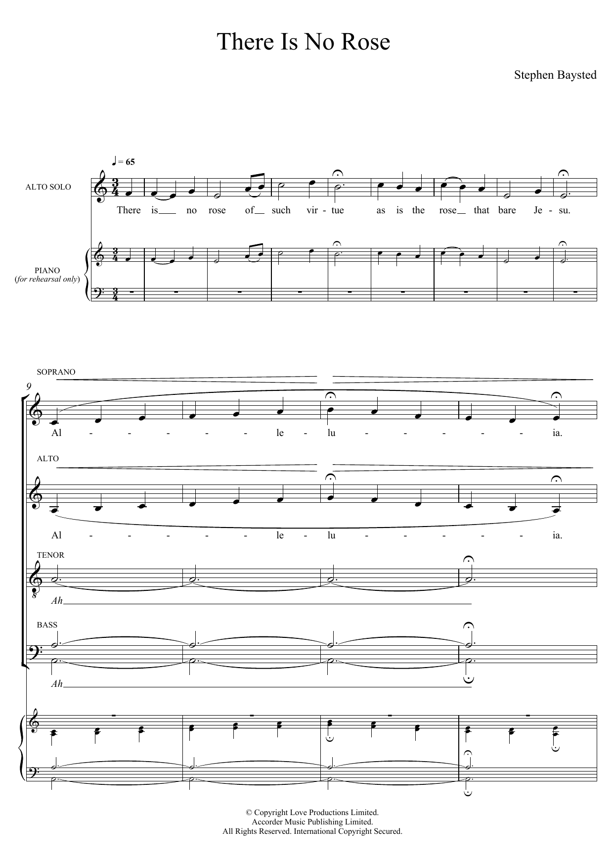 Download Stephen Baysted There Is No Rose Of Such Virtue Sheet Music and learn how to play SATB Choir PDF digital score in minutes