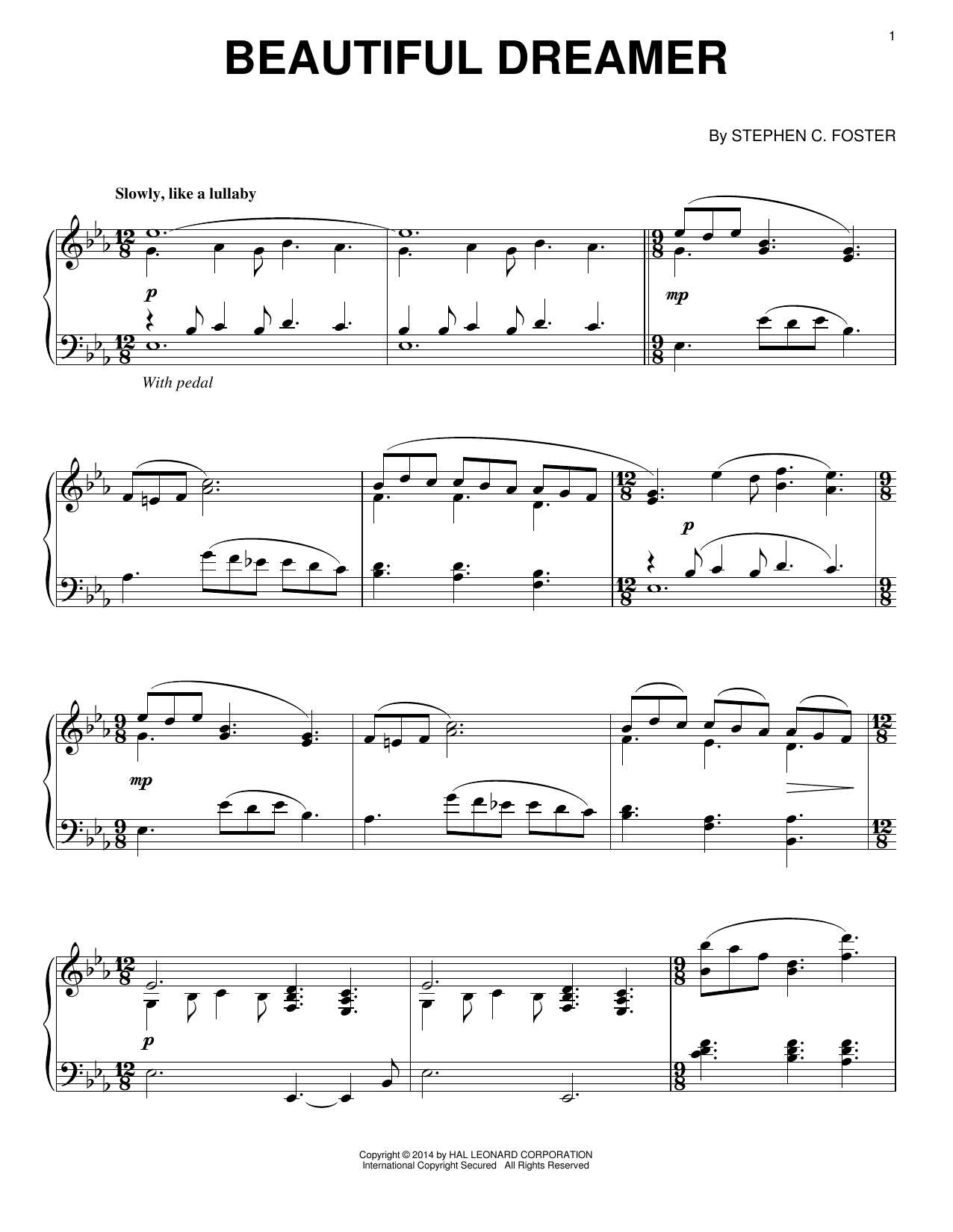Download Stephen C. Foster Beautiful Dreamer Sheet Music and learn how to play Super Easy Piano PDF digital score in minutes