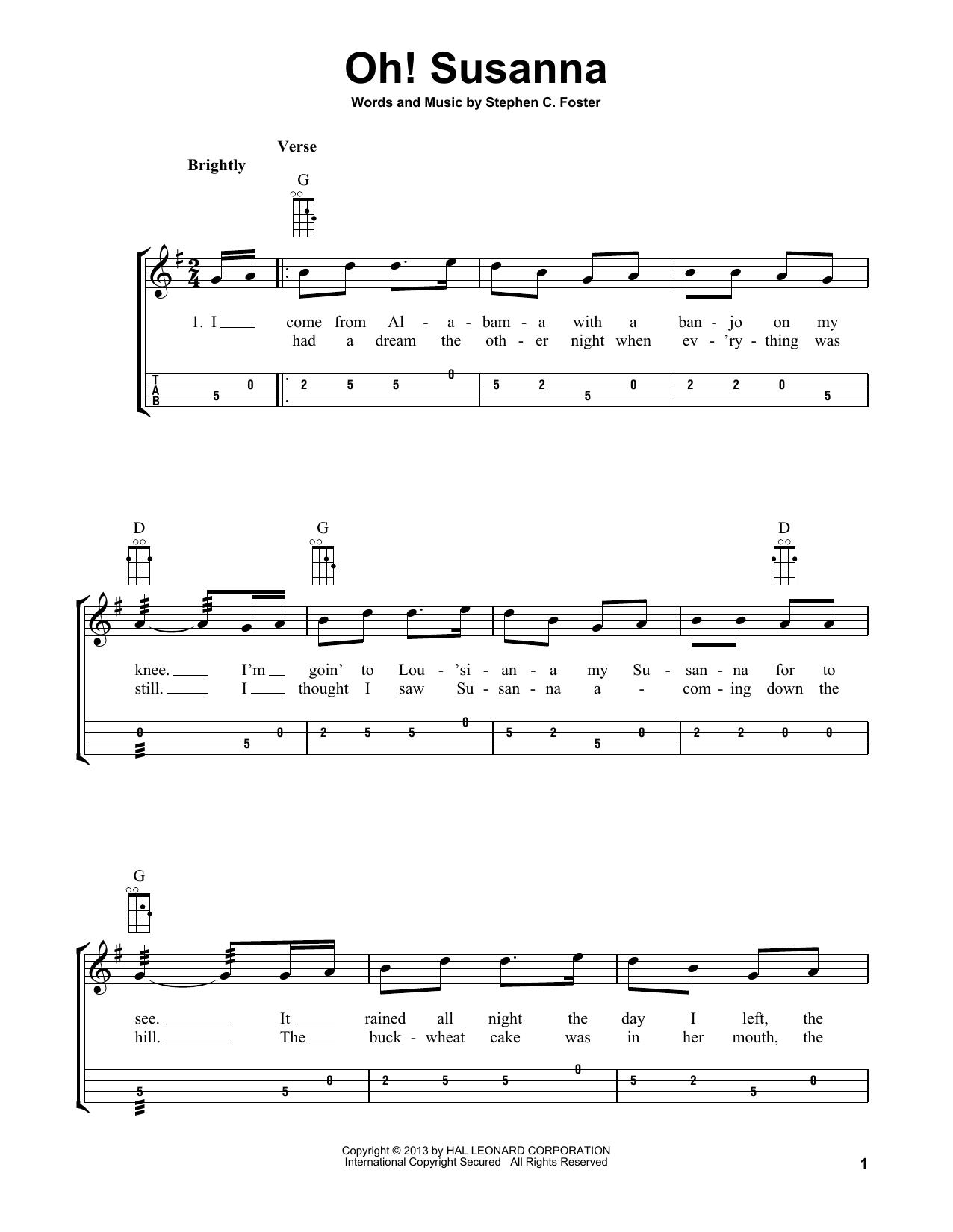 Download Stephen C. Foster Oh! Susanna (arr. Bobby Westfall) Sheet Music and learn how to play Mandolin PDF digital score in minutes