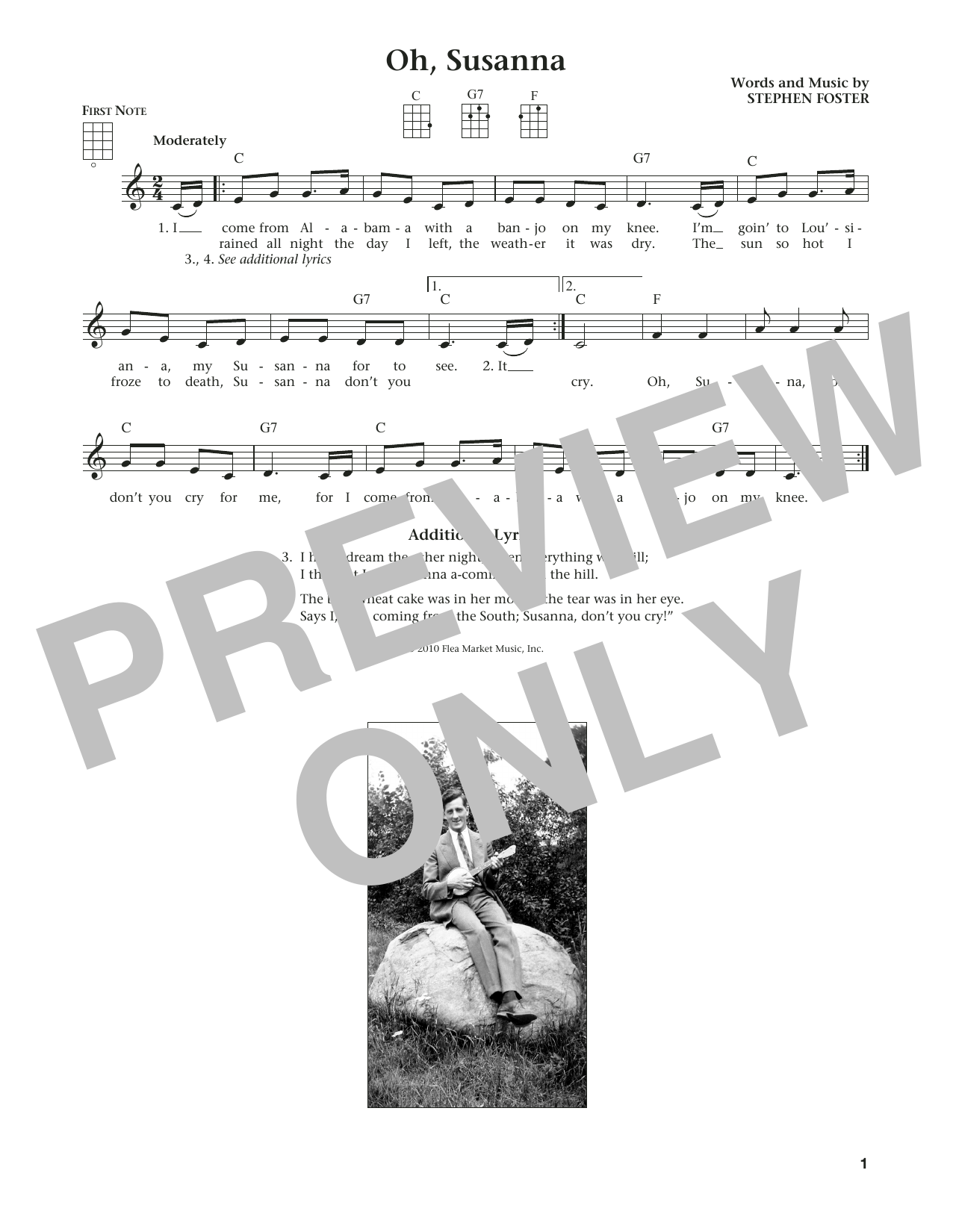 Download Stephen C. Foster Oh! Susanna Sheet Music and learn how to play Ukulele PDF digital score in minutes