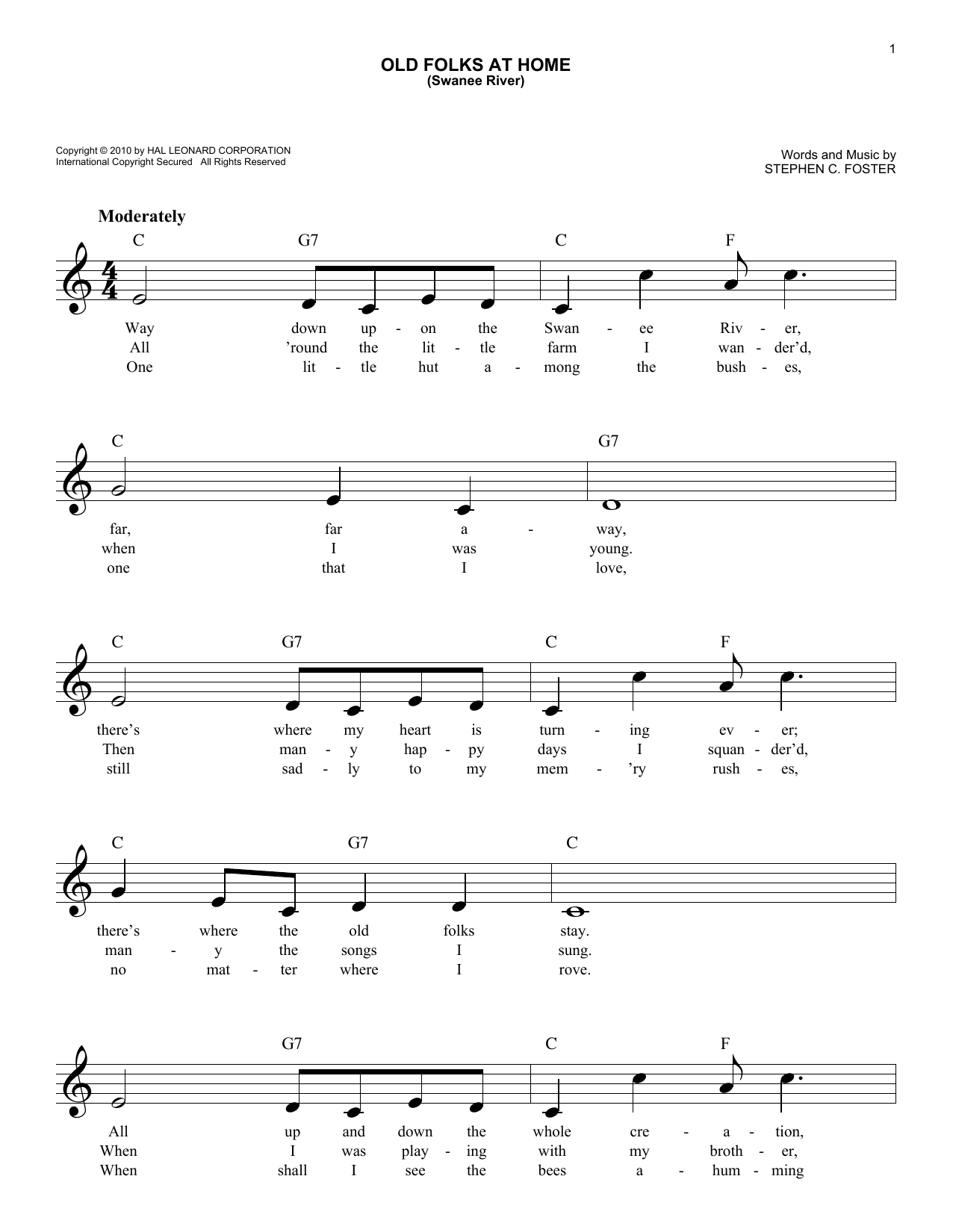 Download Stephen C. Foster Old Folks At Home (Swanee River) Sheet Music and learn how to play Viola Solo PDF digital score in minutes