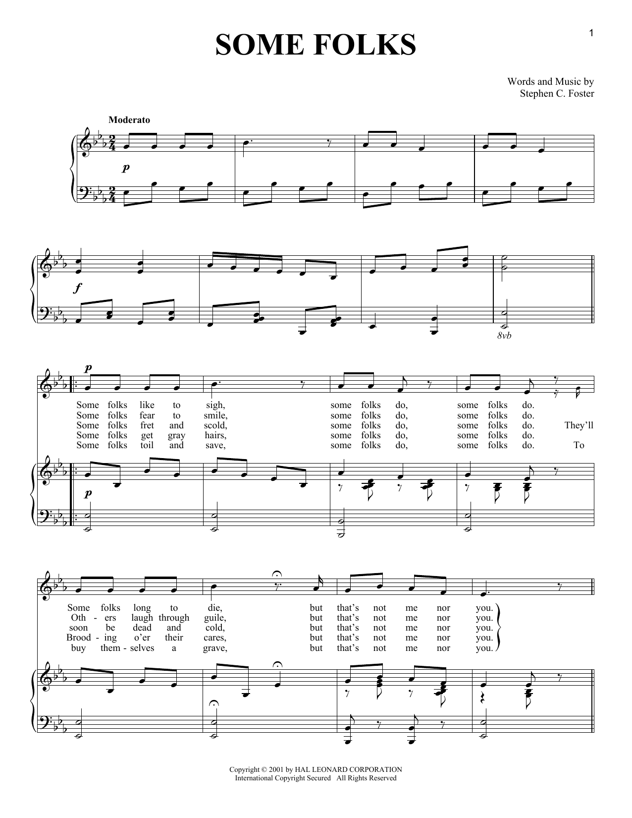 Download Stephen C. Foster Some Folks Sheet Music and learn how to play Piano & Vocal PDF digital score in minutes