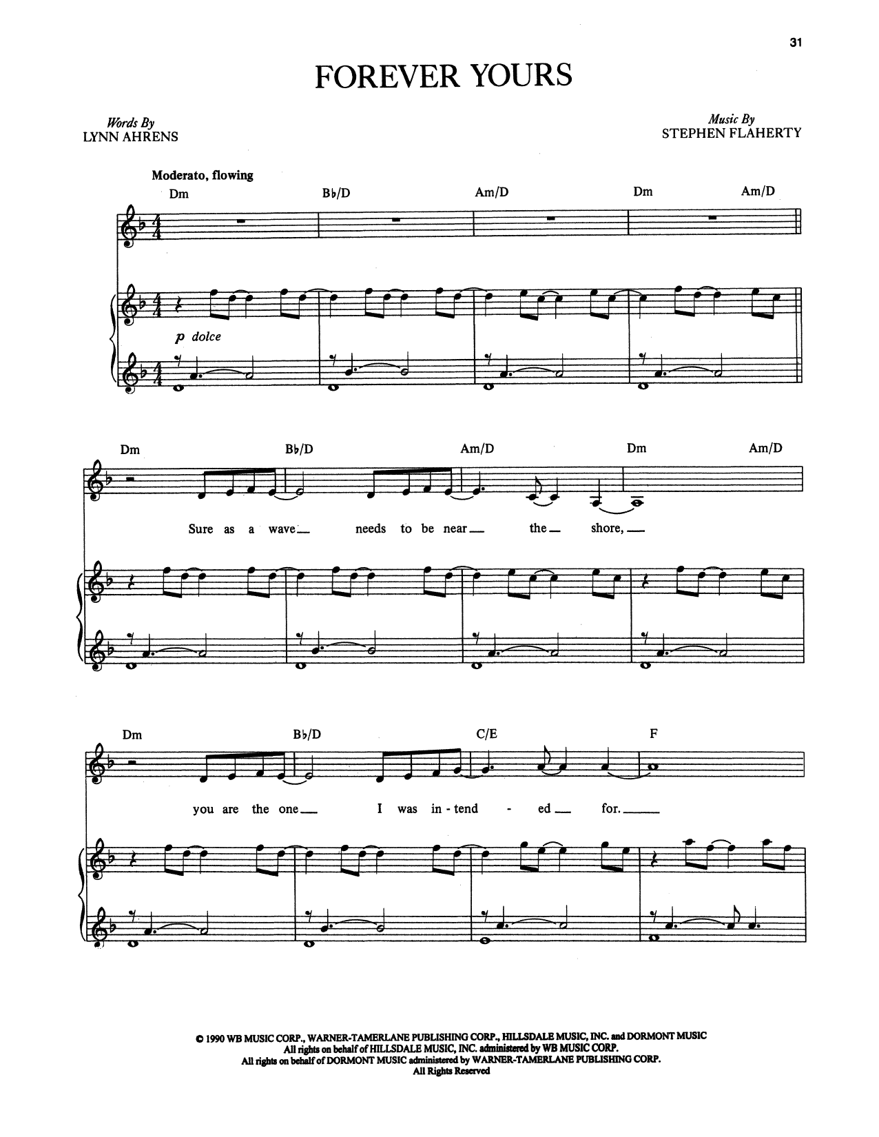 Download Stephen Flaherty and Lynn Ahrens Forever Yours (from Once on This Island) Sheet Music and learn how to play Piano & Vocal PDF digital score in minutes