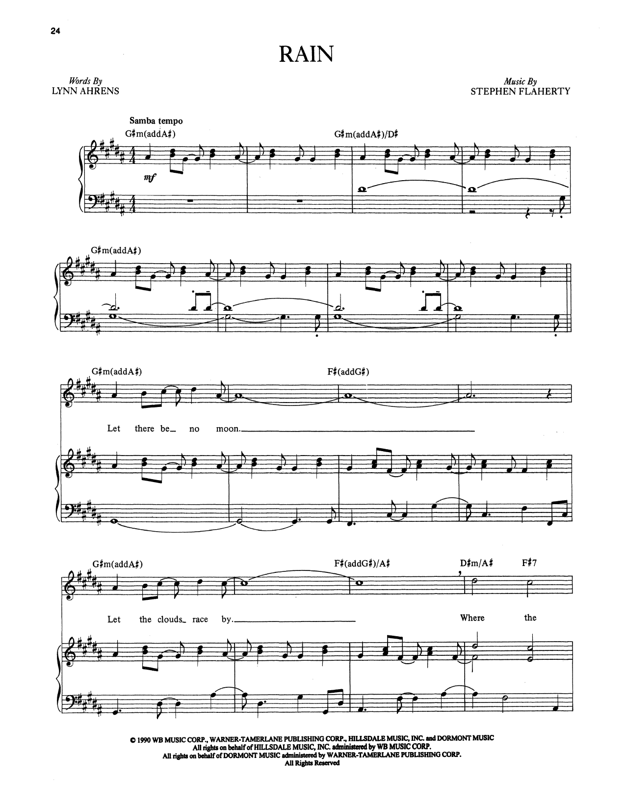 Download Stephen Flaherty and Lynn Ahrens Rain (from Once on This Island) Sheet Music and learn how to play Piano & Vocal PDF digital score in minutes