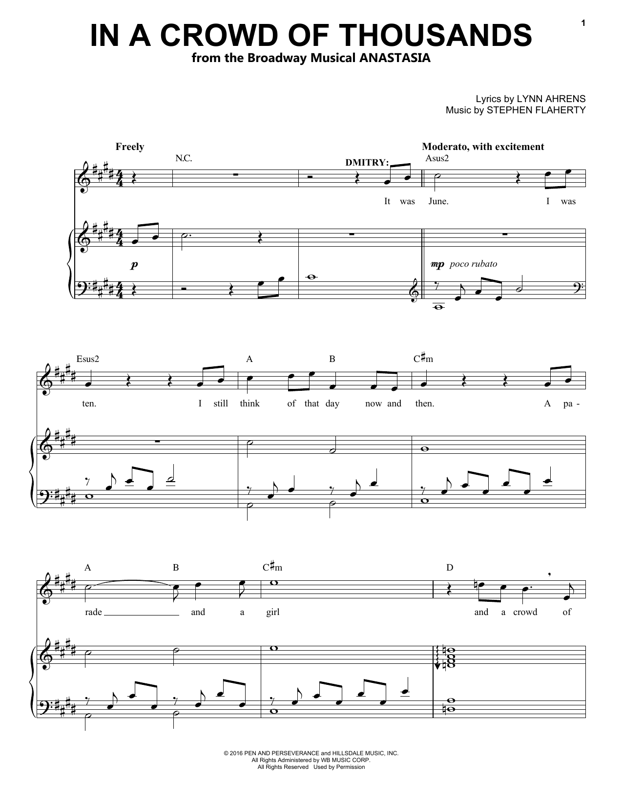 Download Stephen Flaherty In A Crowd Of Thousands Sheet Music and learn how to play Piano & Vocal PDF digital score in minutes