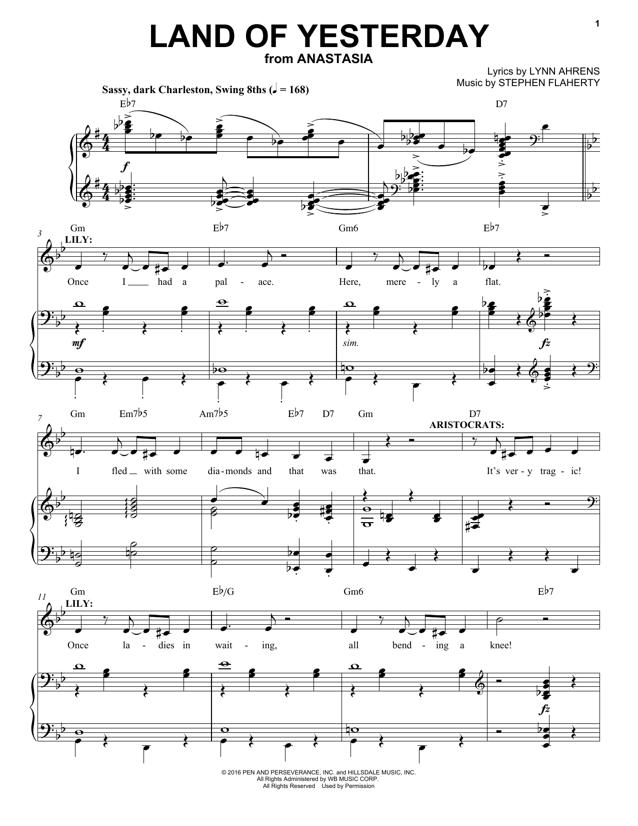 Download Stephen Flaherty Land Of Yesterday Sheet Music and learn how to play Piano & Vocal PDF digital score in minutes