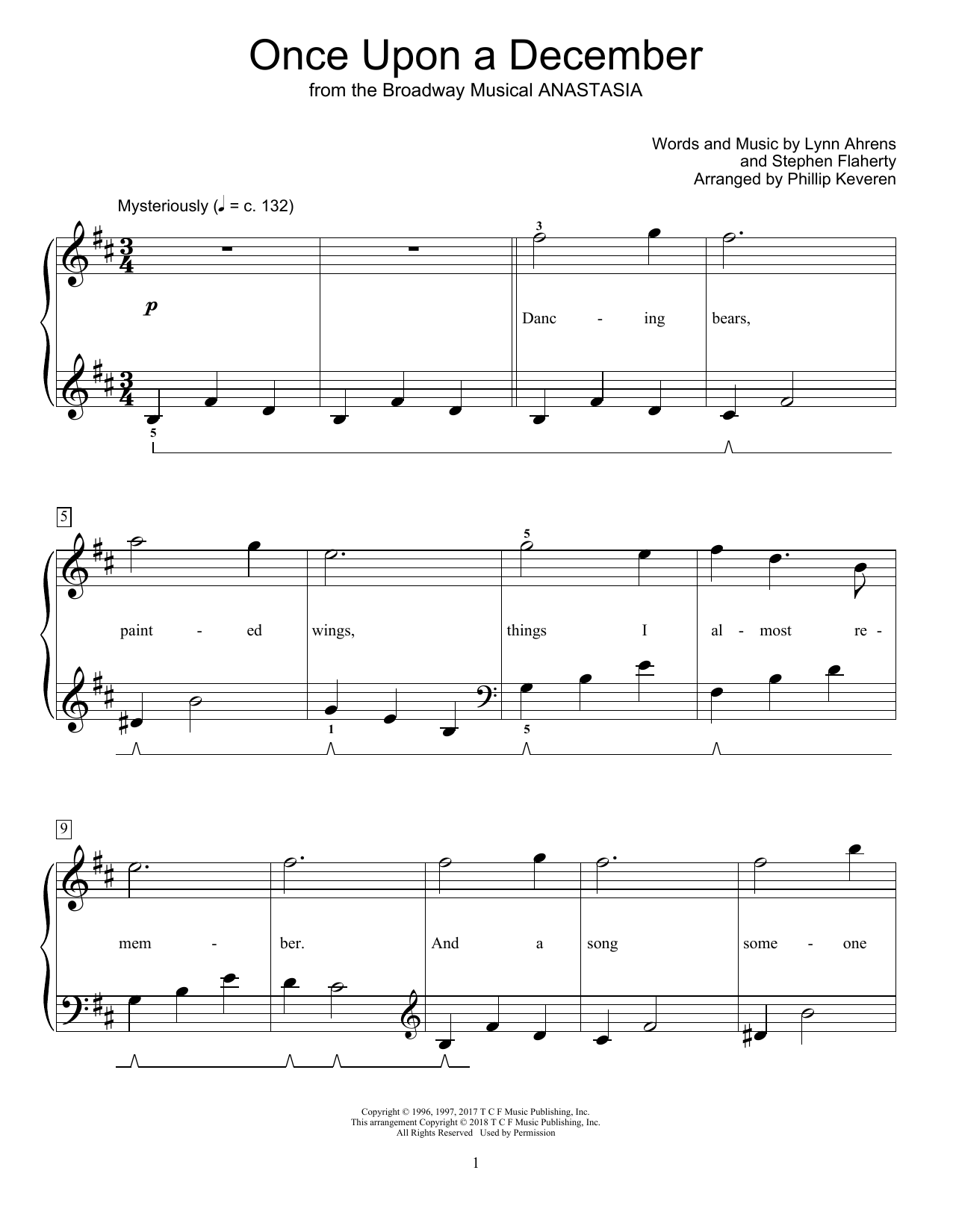 Download Stephen Flaherty Once Upon A December (from Anastasia) (arr. Phillip Keveren) Sheet Music and learn how to play Educational Piano PDF digital score in minutes
