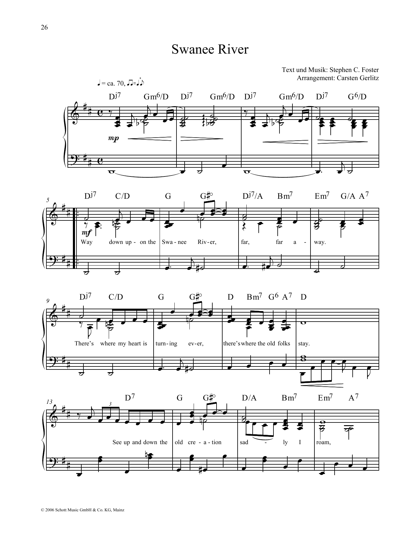 Download Stephen Foster Swanee River Sheet Music and learn how to play Piano Solo PDF digital score in minutes