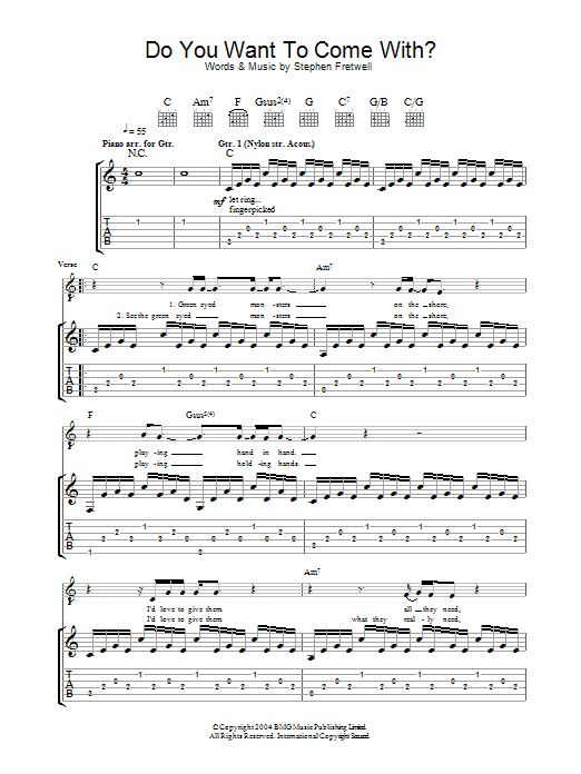 Download Stephen Fretwell Do You Want To Come With? Sheet Music and learn how to play Guitar Tab PDF digital score in minutes