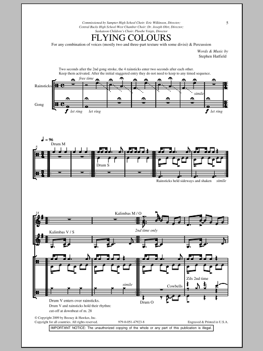 Download Stephen Hatfield Flying Colours Sheet Music and learn how to play Choral PDF digital score in minutes