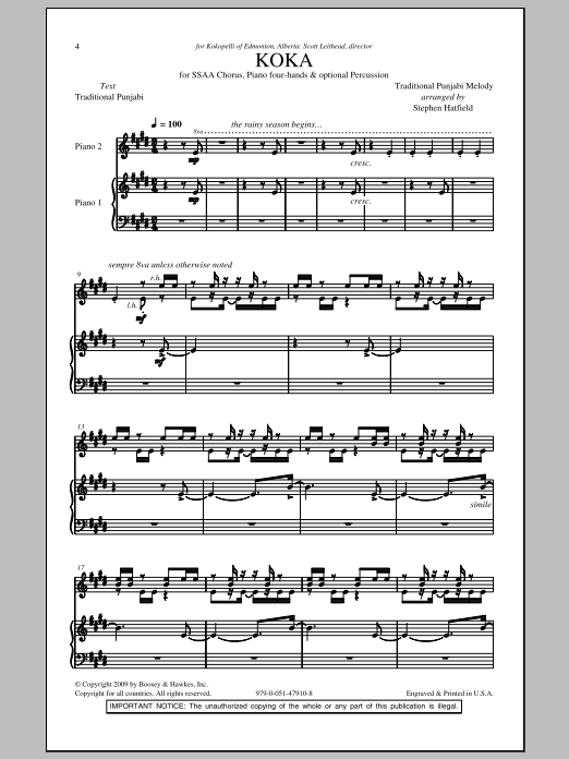 Download Stephen Hatfield Koka Sheet Music and learn how to play SATB PDF digital score in minutes