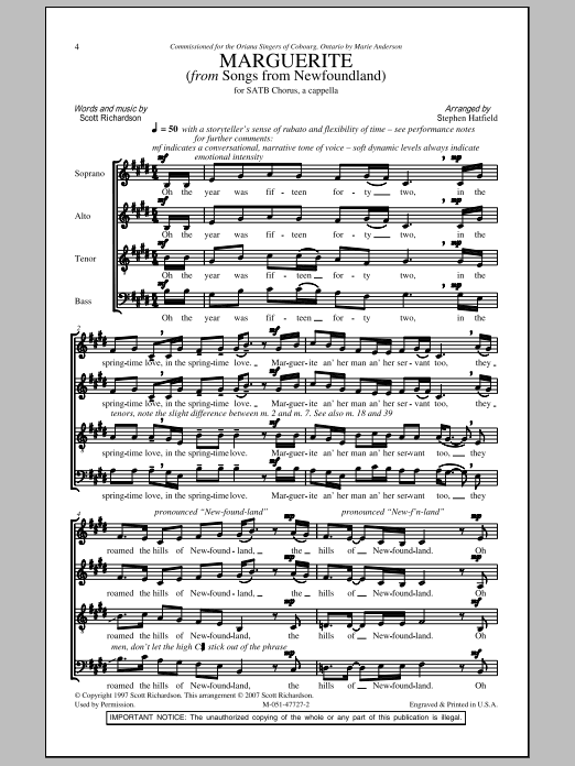 Download Stephen Hatfield Marguerite Sheet Music and learn how to play SATB PDF digital score in minutes