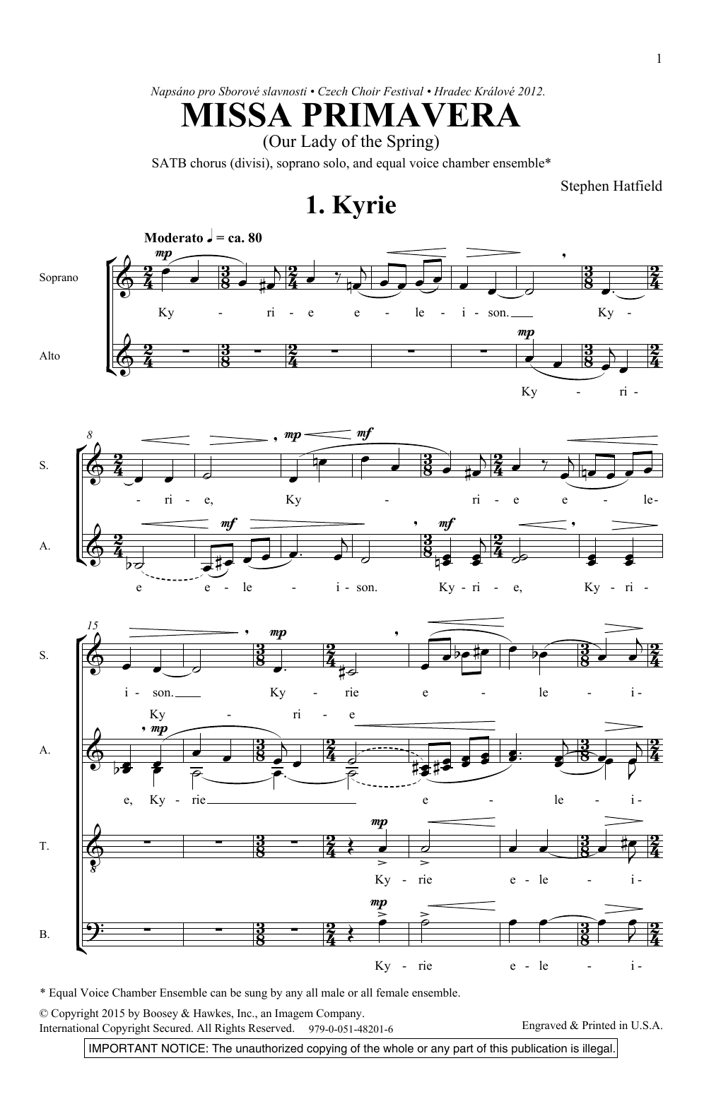 Download Stephen Hatfield Missa Primavera Sheet Music and learn how to play SATB PDF digital score in minutes