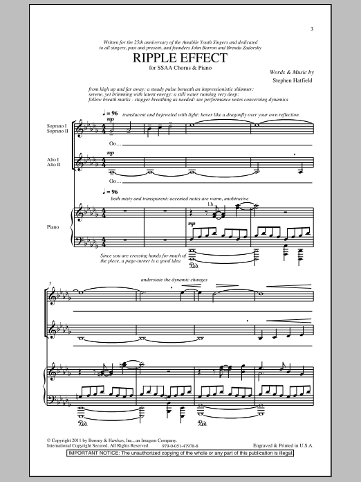 Download Stephen Hatfield Ripple Effect Sheet Music and learn how to play SSA PDF digital score in minutes