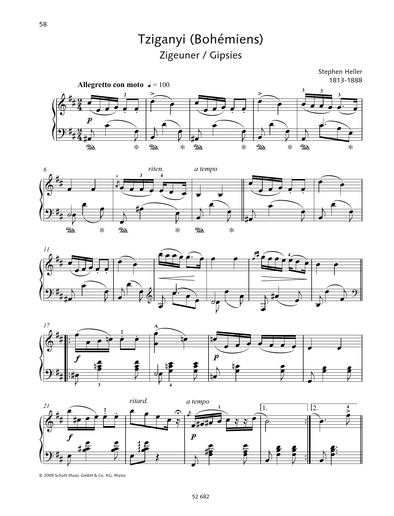 Download Stephen Heller Gipsies Bohémiens Sheet Music and learn how to play Piano Solo PDF digital score in minutes