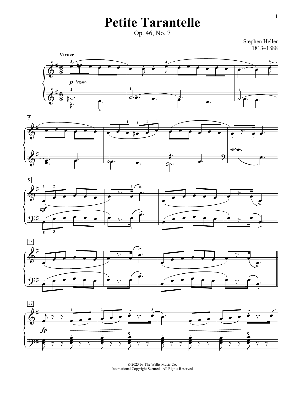 Download Stephen Heller Petite Tarantelle, Op. 46, No. 7 Sheet Music and learn how to play Educational Piano PDF digital score in minutes