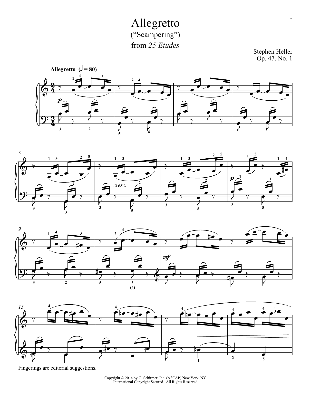 Download Stephen Heller Scampering, Op. 47, No. 1 Sheet Music and learn how to play Piano PDF digital score in minutes