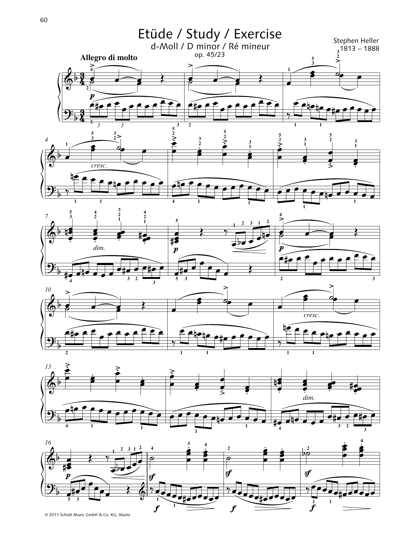 Download Stephen Heller Study D minor Sheet Music and learn how to play Piano Solo PDF digital score in minutes