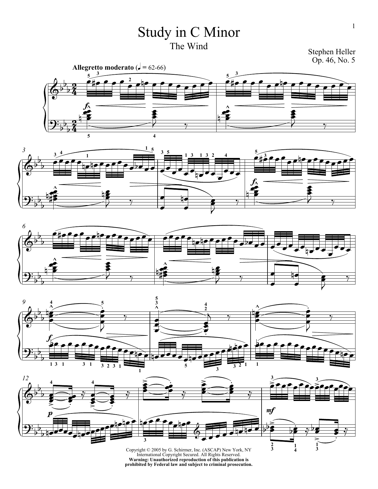 Download Stephen Heller Study In C Minor, Op. 47, No. 20 Sheet Music and learn how to play Piano PDF digital score in minutes