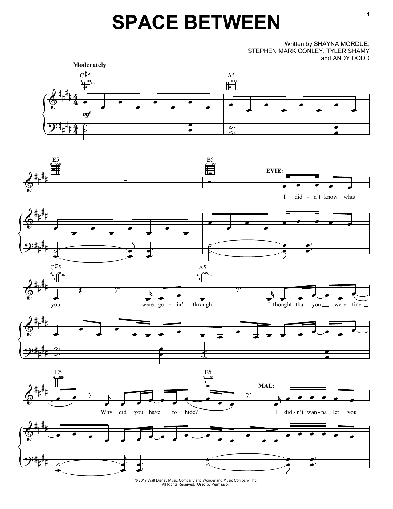 Download Stephen Mark Conley Space Between Sheet Music and learn how to play Piano, Vocal & Guitar (Right-Hand Melody) PDF digital score in minutes