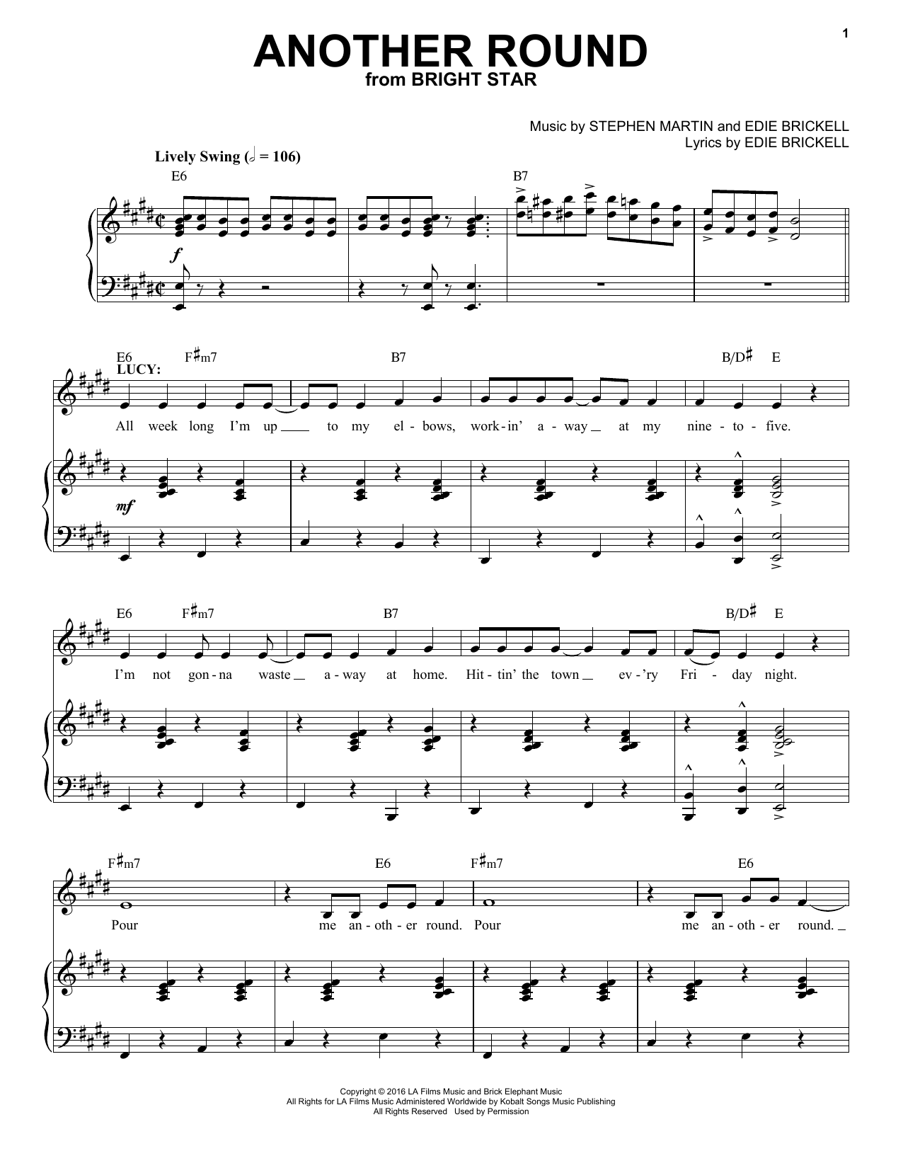 Download Stephen Martin & Edie Brickell Another Round Sheet Music and learn how to play Piano & Vocal PDF digital score in minutes
