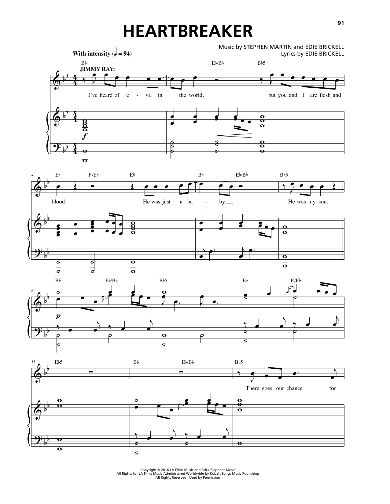 Download Stephen Martin & Edie Brickell Heartbreaker Sheet Music and learn how to play Piano & Vocal PDF digital score in minutes