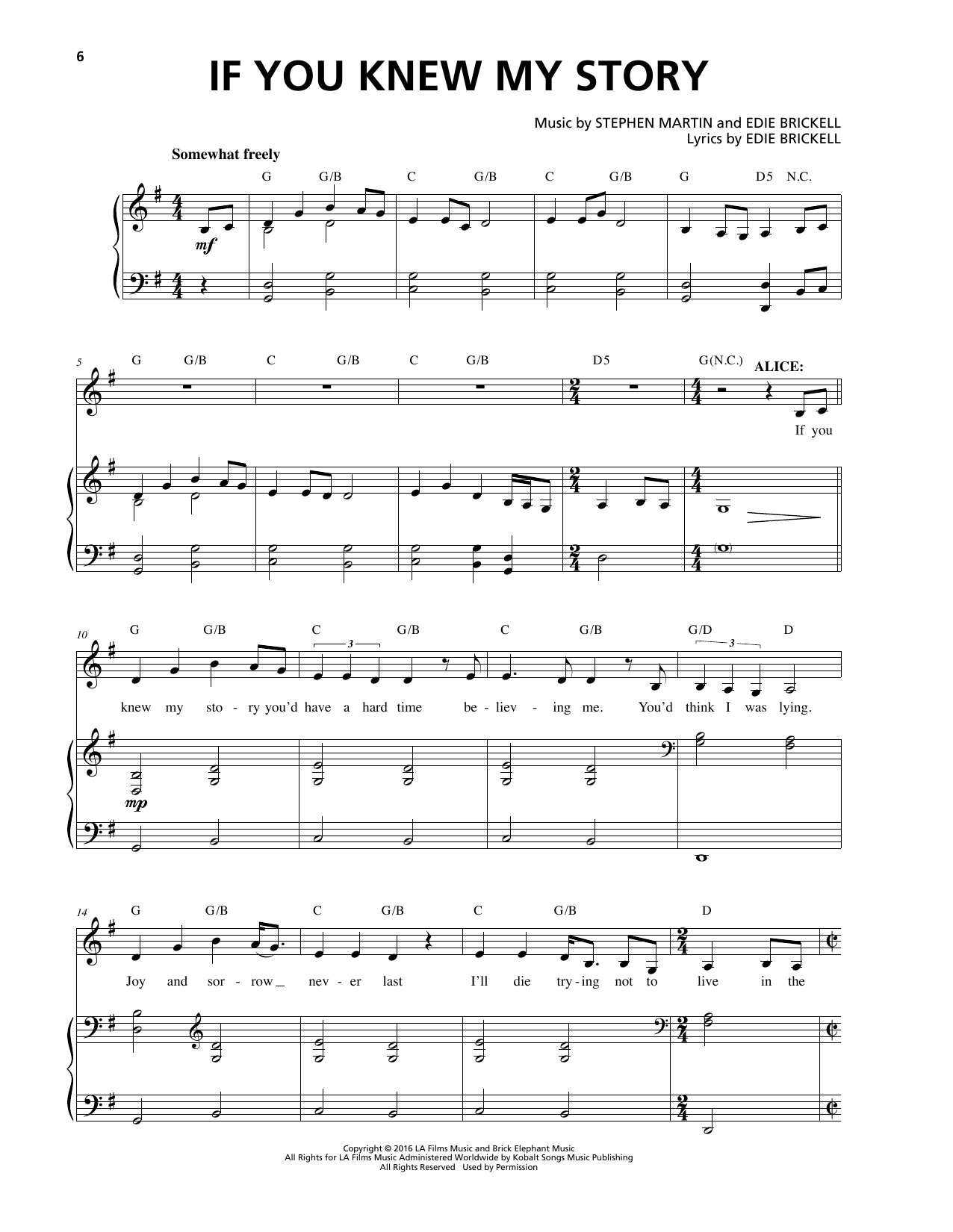 Download Stephen Martin & Edie Brickell If You Knew My Story Sheet Music and learn how to play Piano & Vocal PDF digital score in minutes