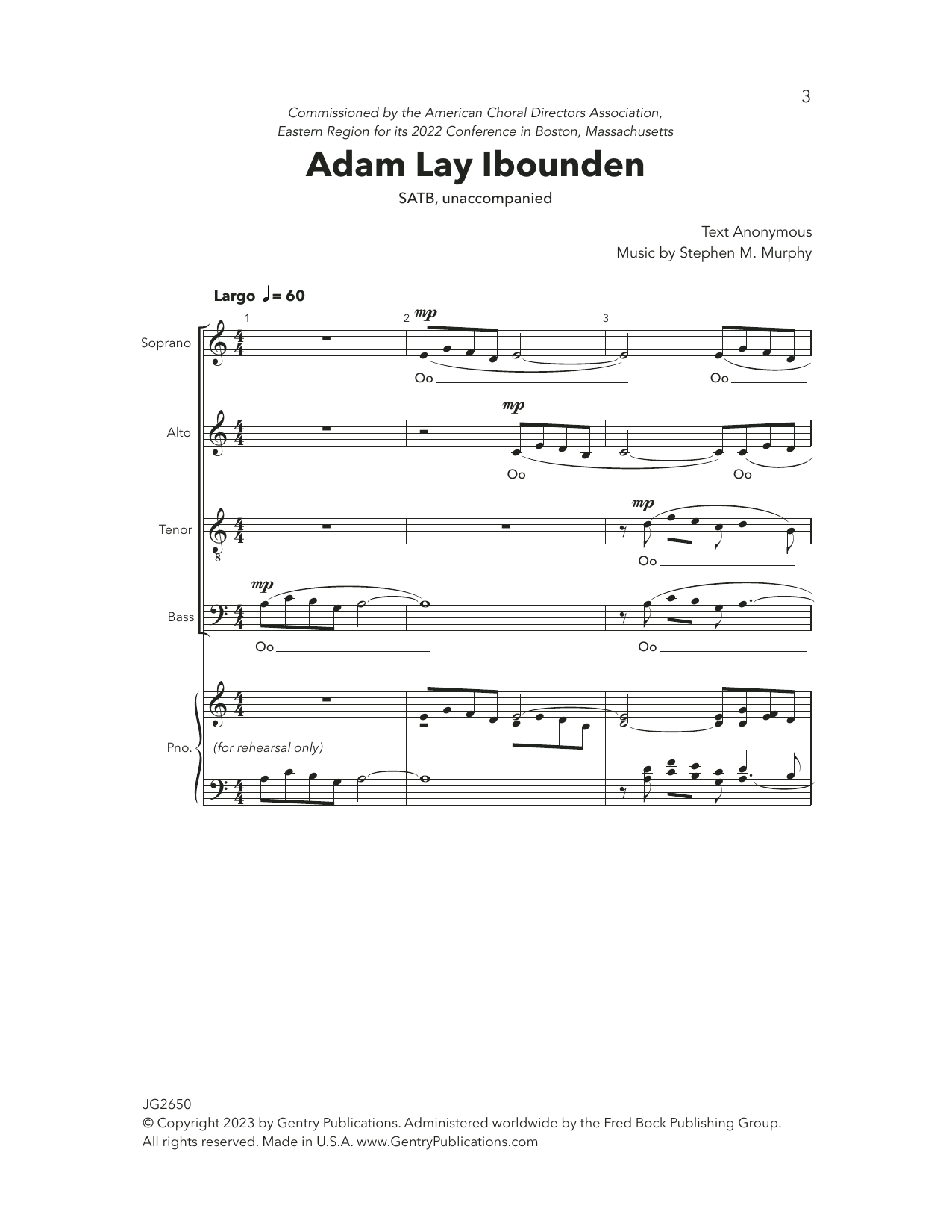 Download Stephen Murphy Adam Lay Ibounden Sheet Music and learn how to play SATB Choir PDF digital score in minutes