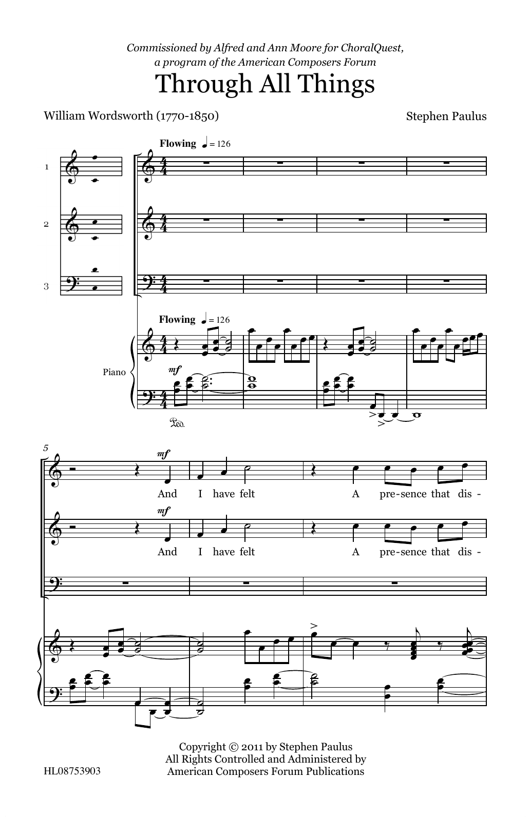 Download Stephen Paulus Through All Things Sheet Music and learn how to play SATB Choir PDF digital score in minutes