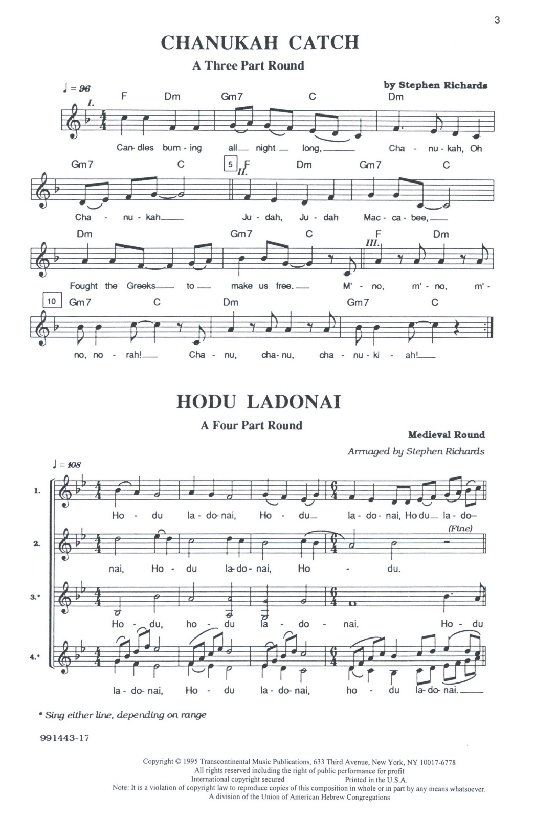 Download Stephen Richards Hebrew Part Songs And Rounds Sheet Music and learn how to play 2-Part Choir PDF digital score in minutes