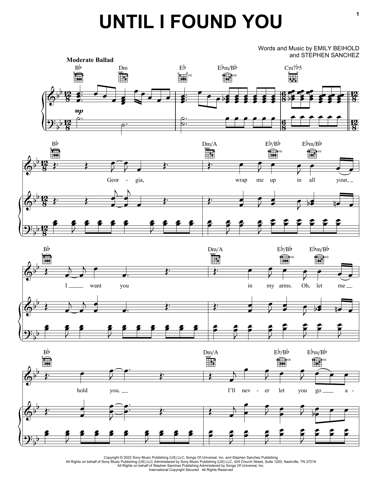 Download Stephen Sanchez Until I Found You Sheet Music and learn how to play Piano, Vocal & Guitar Chords (Right-Hand Melody) PDF digital score in minutes