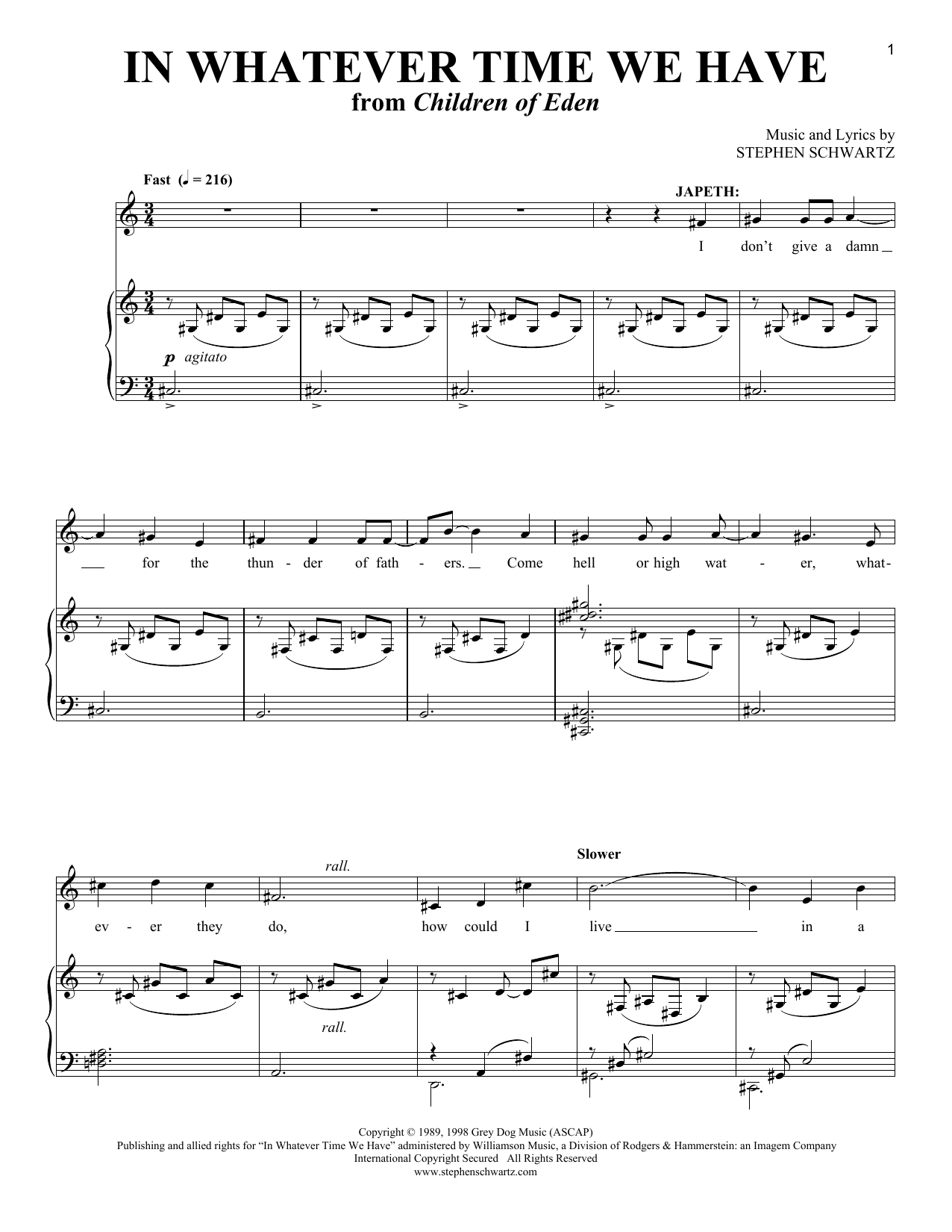 Download Stephen Schwartz In Whatever Time We Have Sheet Music and learn how to play Vocal Duet PDF digital score in minutes
