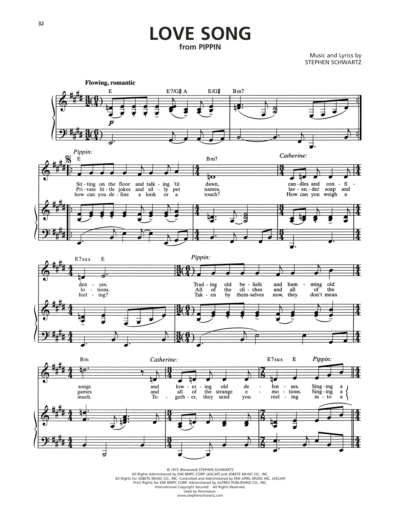 Download Stephen Schwartz Love Song (from Pippin) Sheet Music and learn how to play Piano & Vocal PDF digital score in minutes