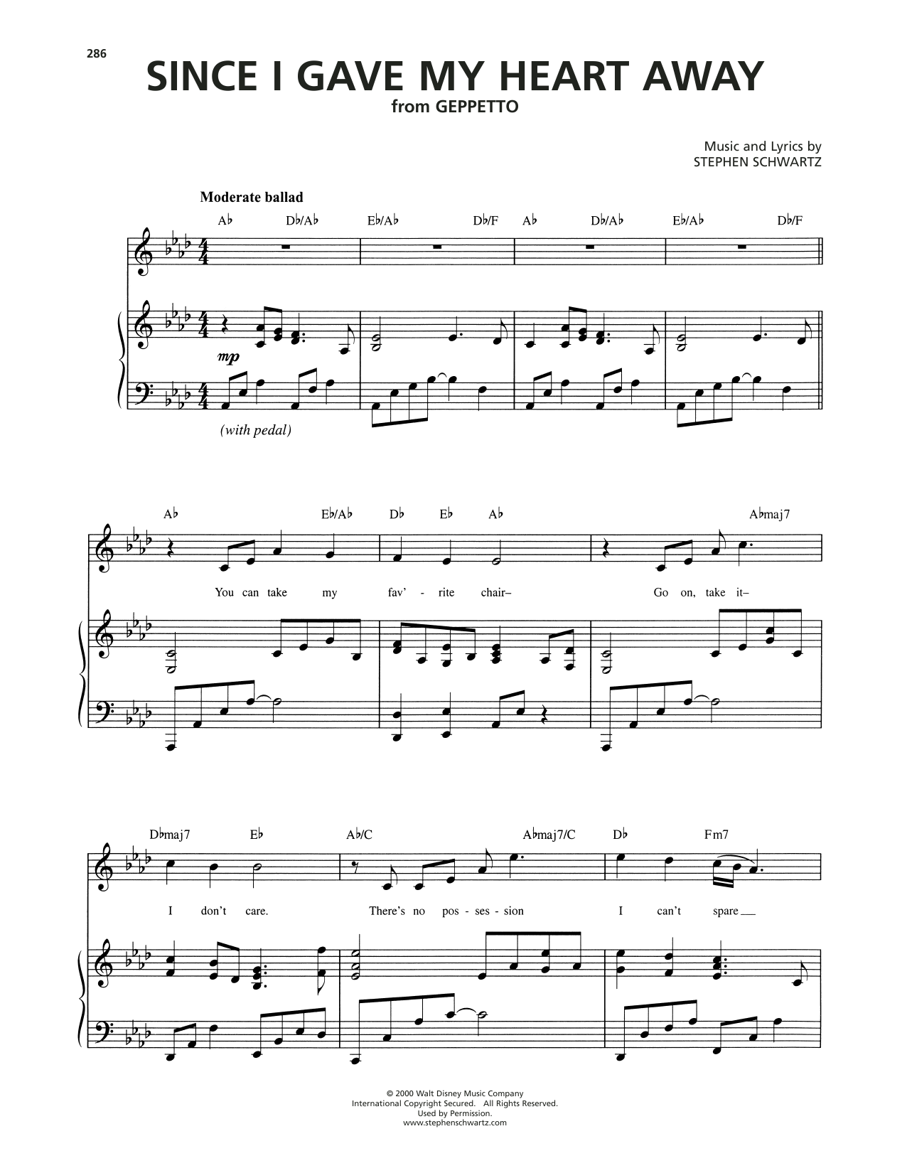 Download Stephen Schwartz Since I Gave My Heart Away Sheet Music and learn how to play Piano & Vocal PDF digital score in minutes