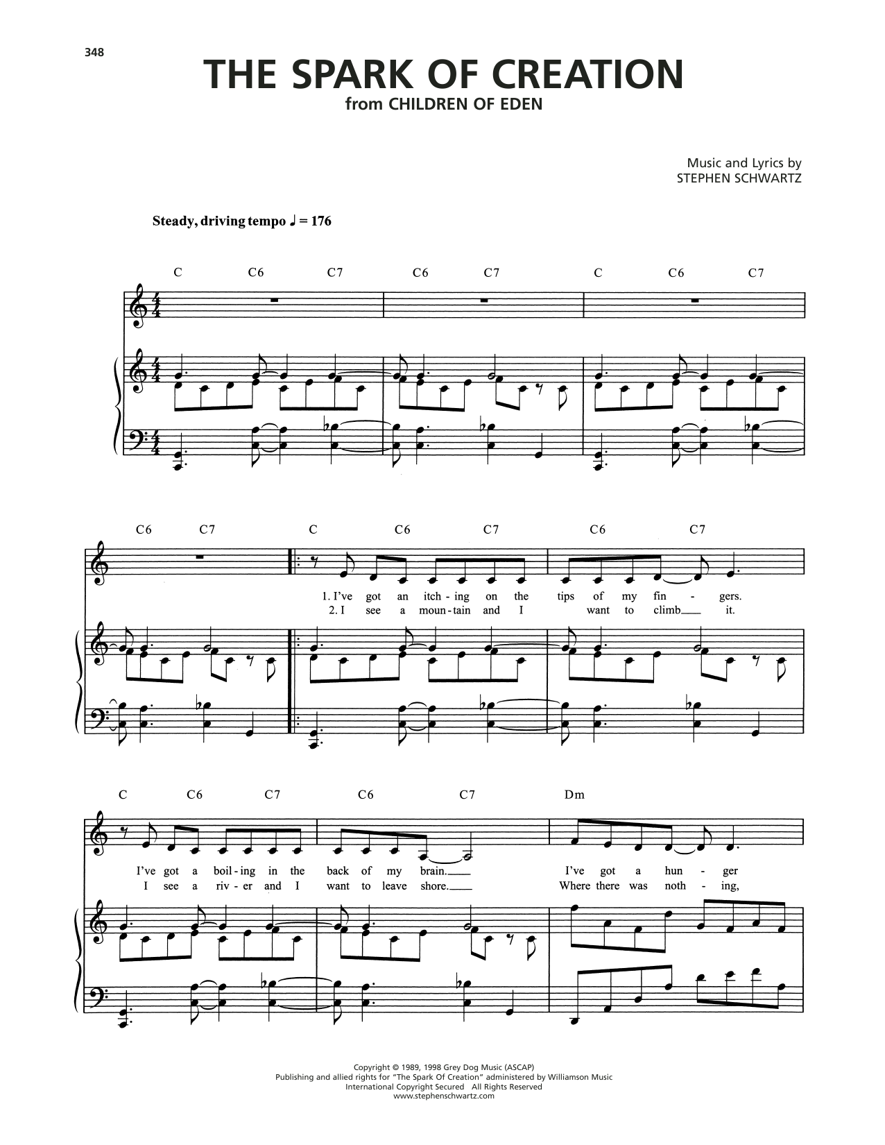 Download Stephen Schwartz The Spark Of Creation Sheet Music and learn how to play Piano & Vocal PDF digital score in minutes