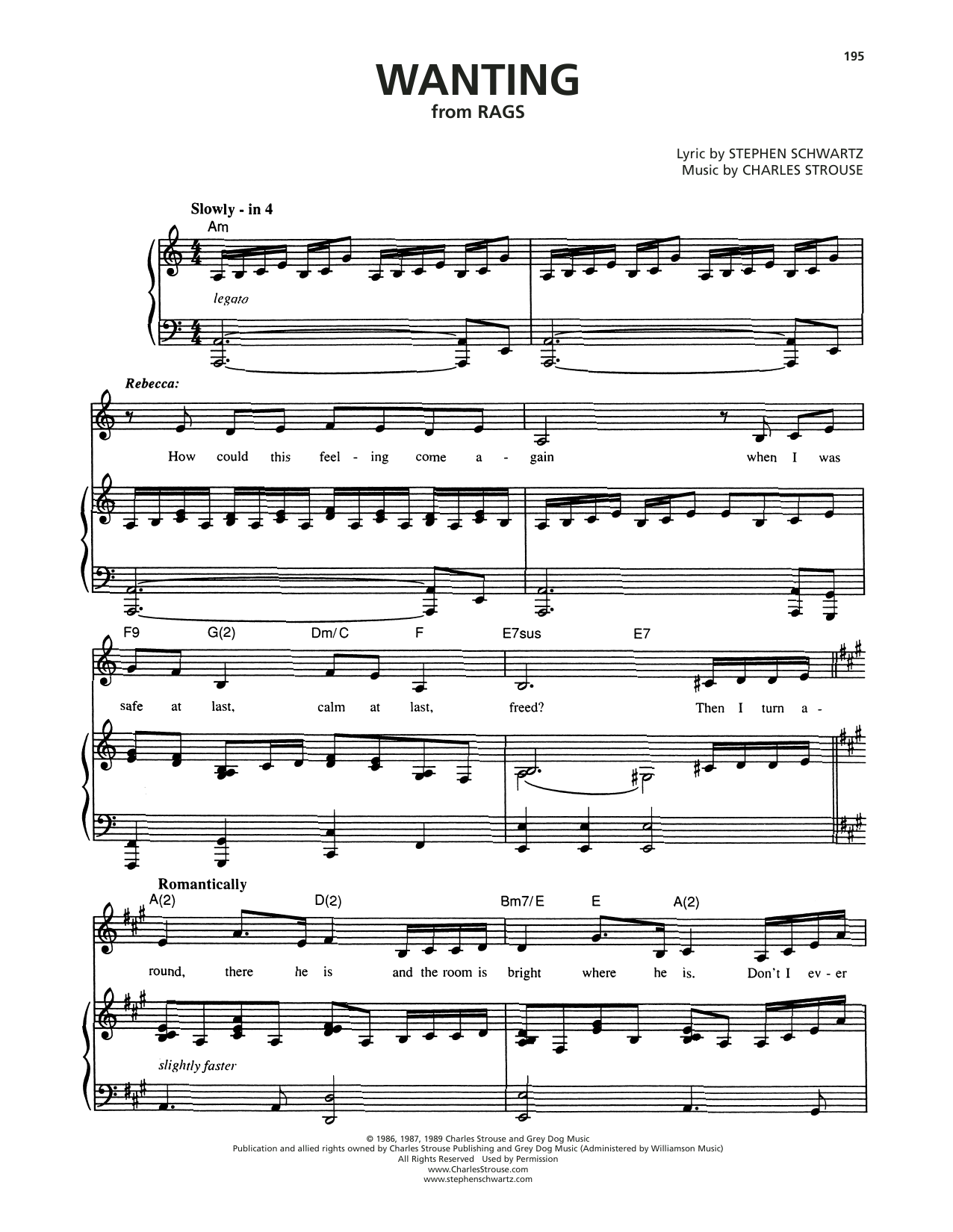 Download Stephen Schwartz Wanting (from Rags) Sheet Music and learn how to play Piano & Vocal PDF digital score in minutes