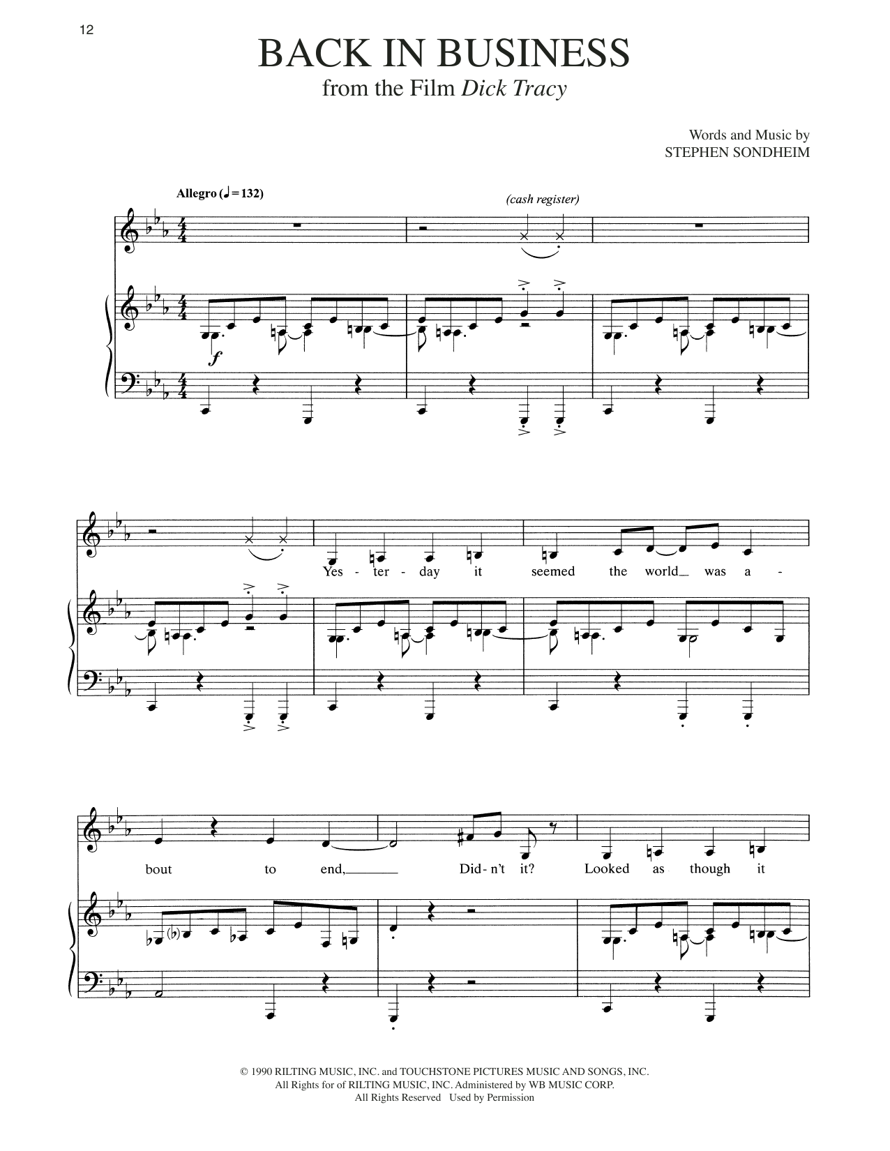 Download Stephen Sondheim Back In Business Sheet Music and learn how to play Piano & Vocal PDF digital score in minutes
