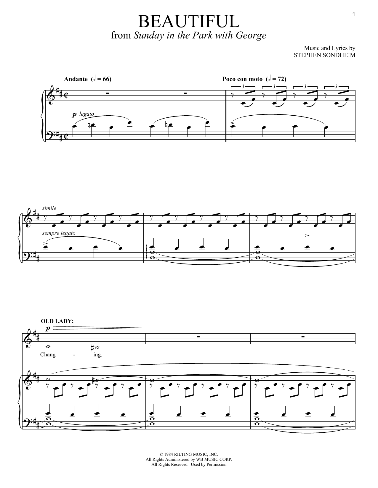 Download Stephen Sondheim Beautiful Sheet Music and learn how to play Piano & Vocal PDF digital score in minutes